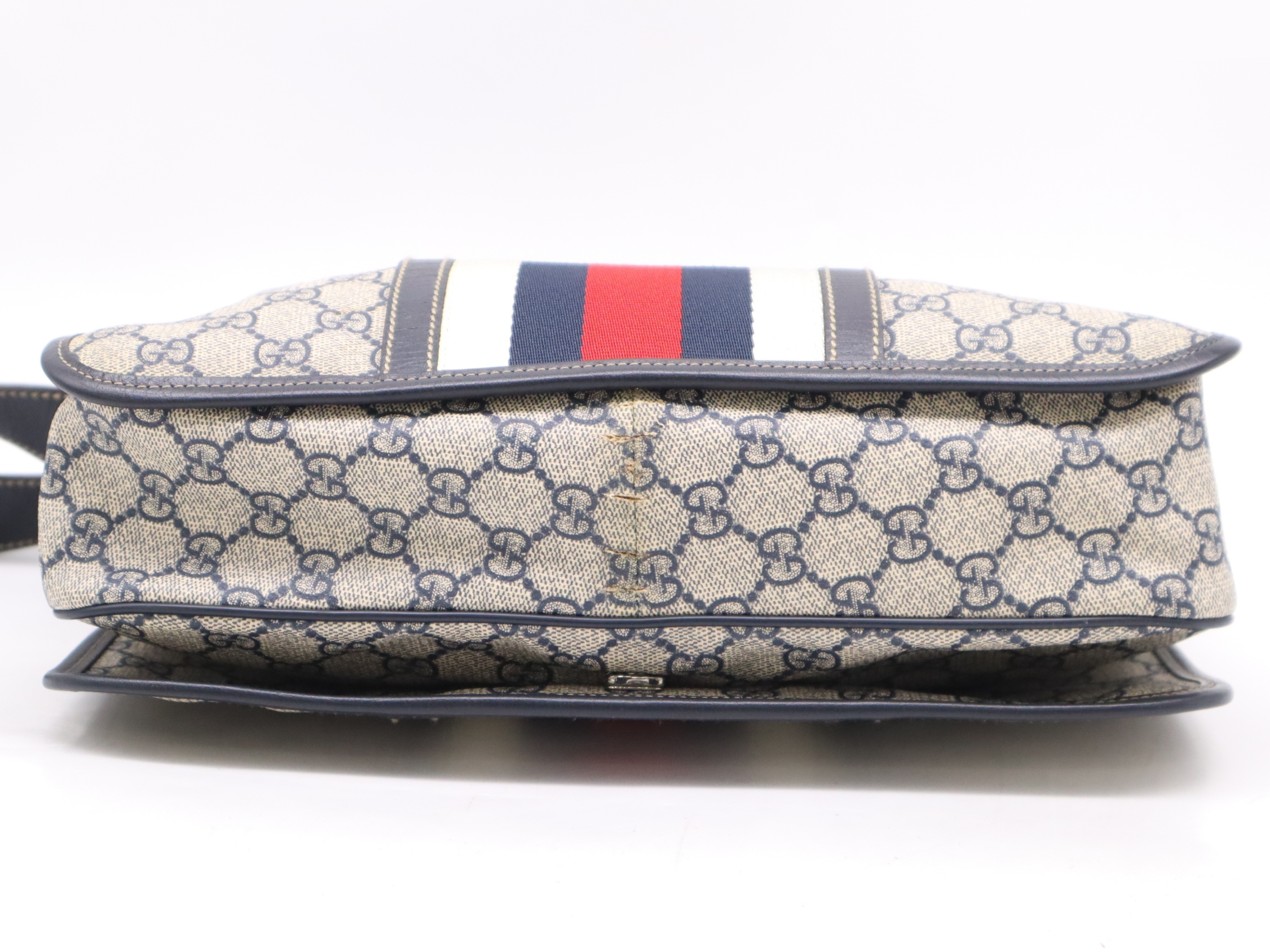 GG Supreme Sherry Line Shoulder Bag Beige Navy Red — view 4