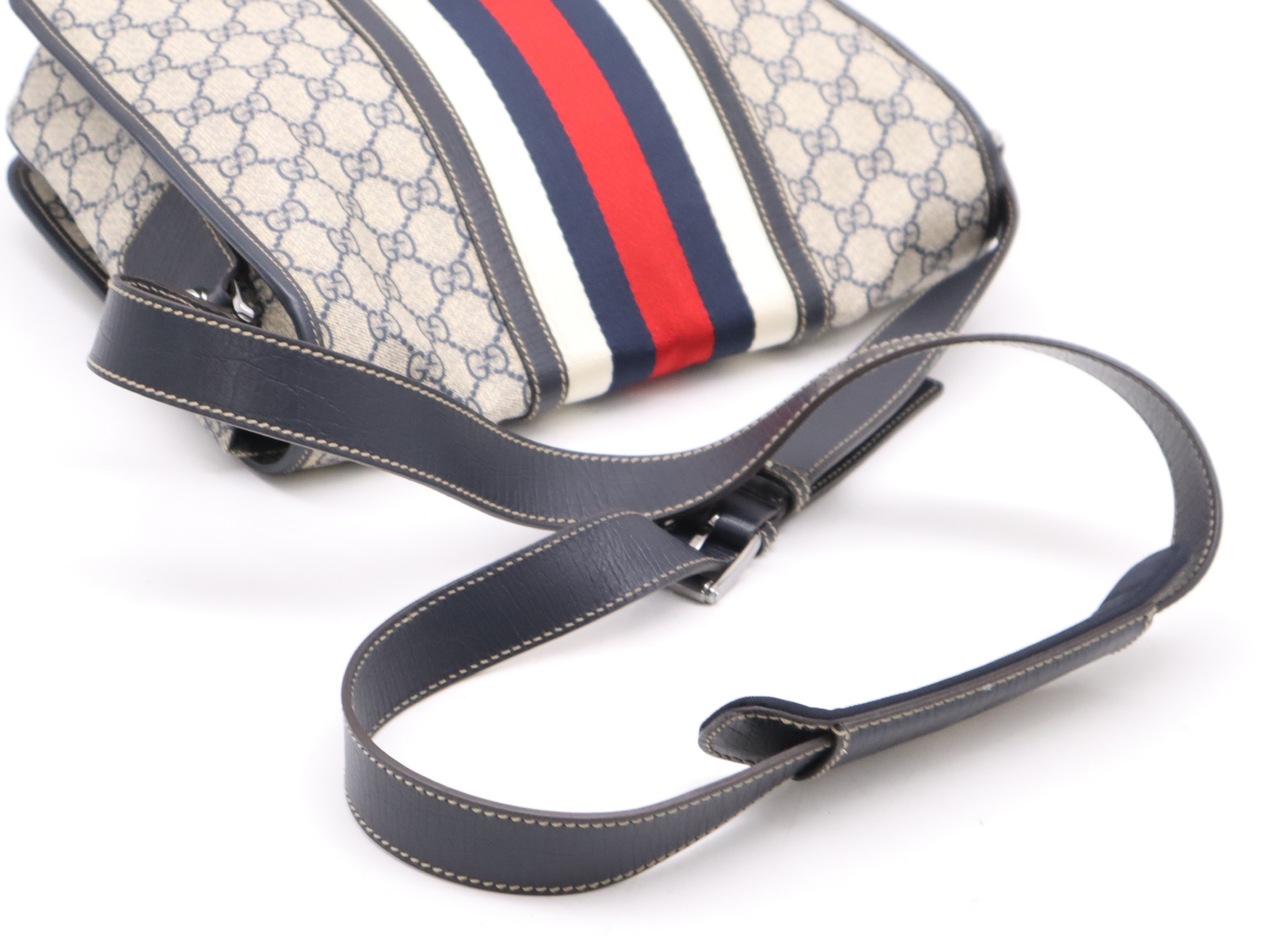 GG Supreme Sherry Line Shoulder Bag Beige Navy Red — view 6
