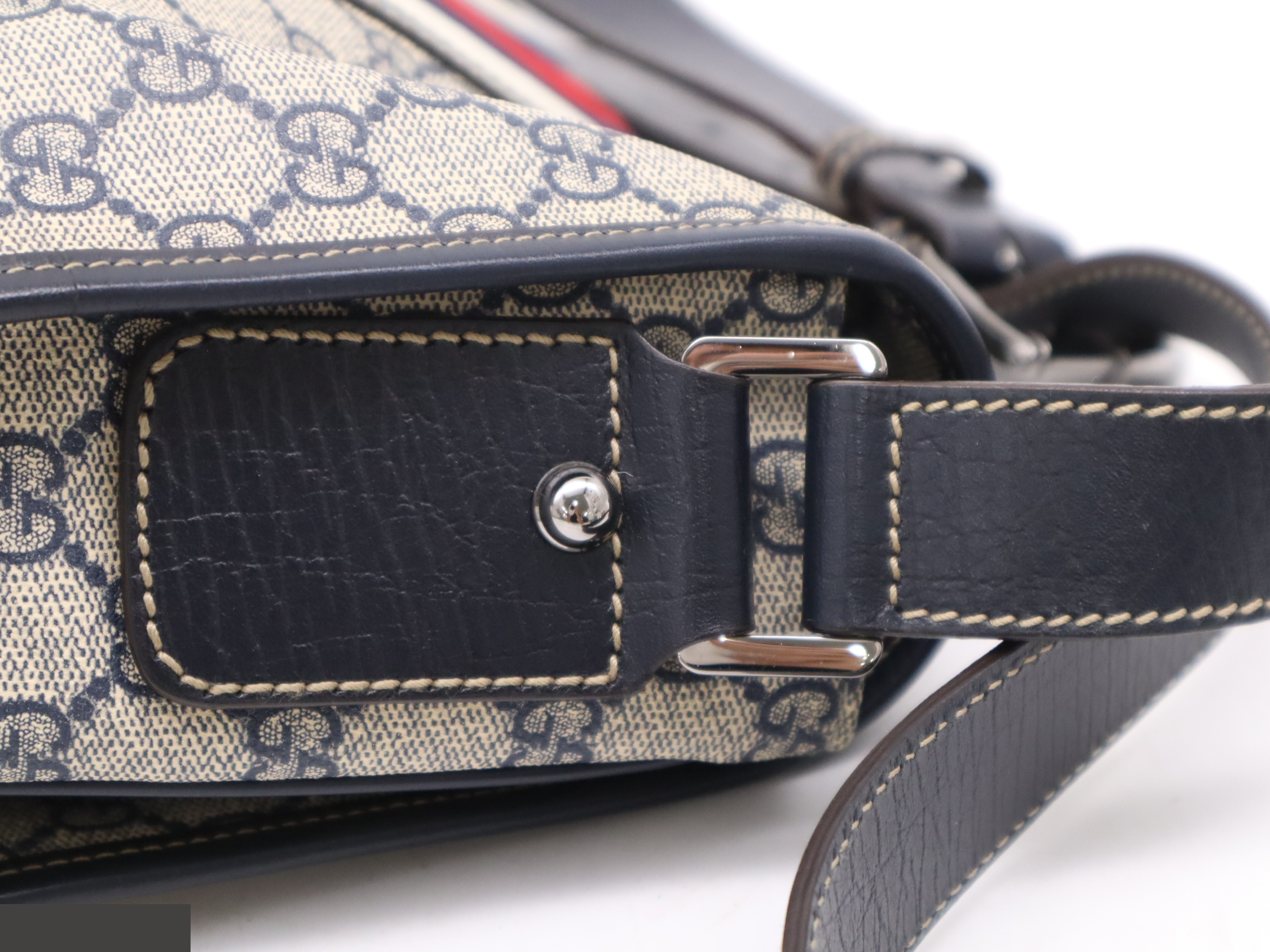 GG Supreme Sherry Line Shoulder Bag Beige Navy Red — view 7