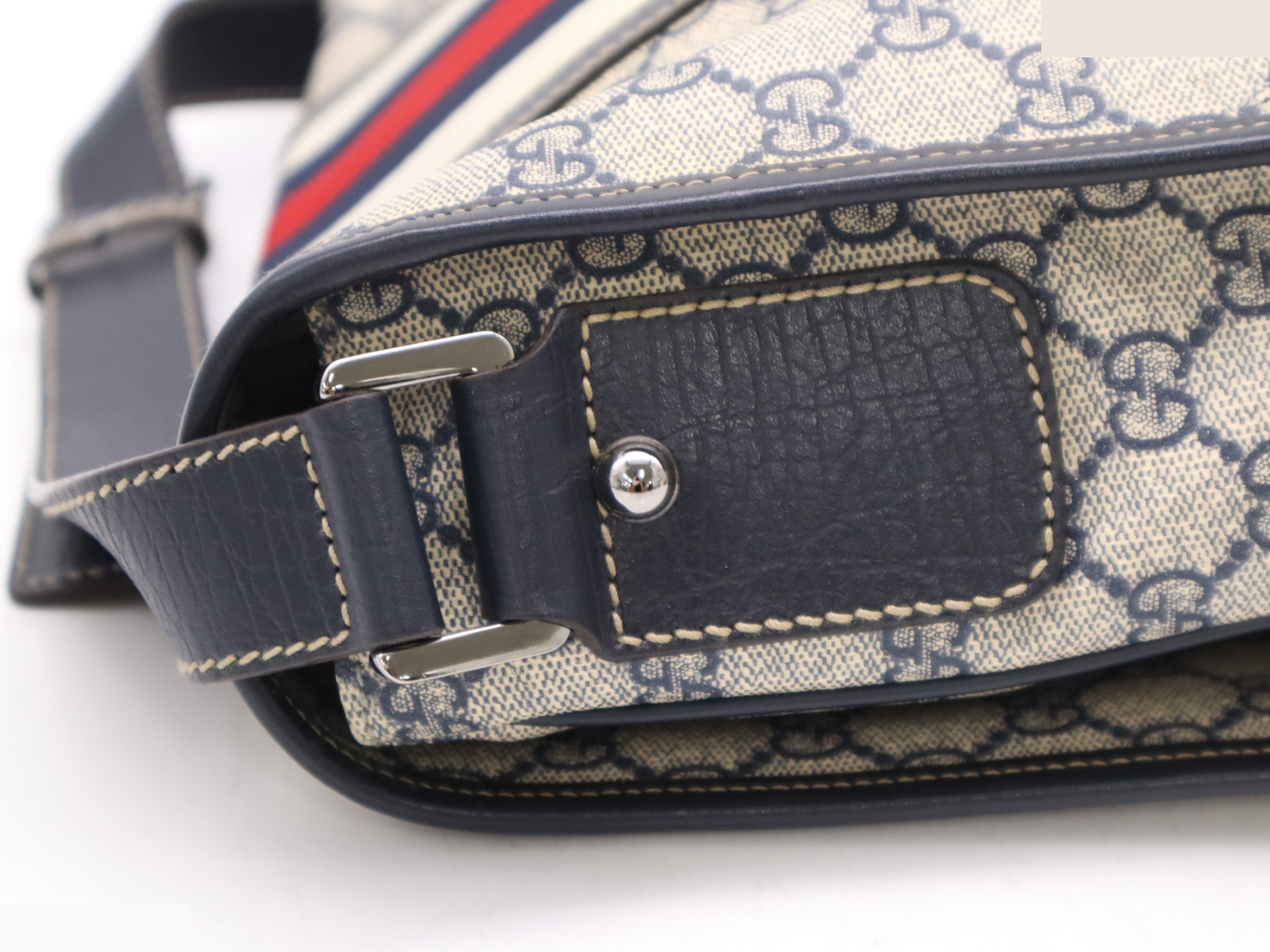 GG Supreme Sherry Line Shoulder Bag Beige Navy Red — view 8