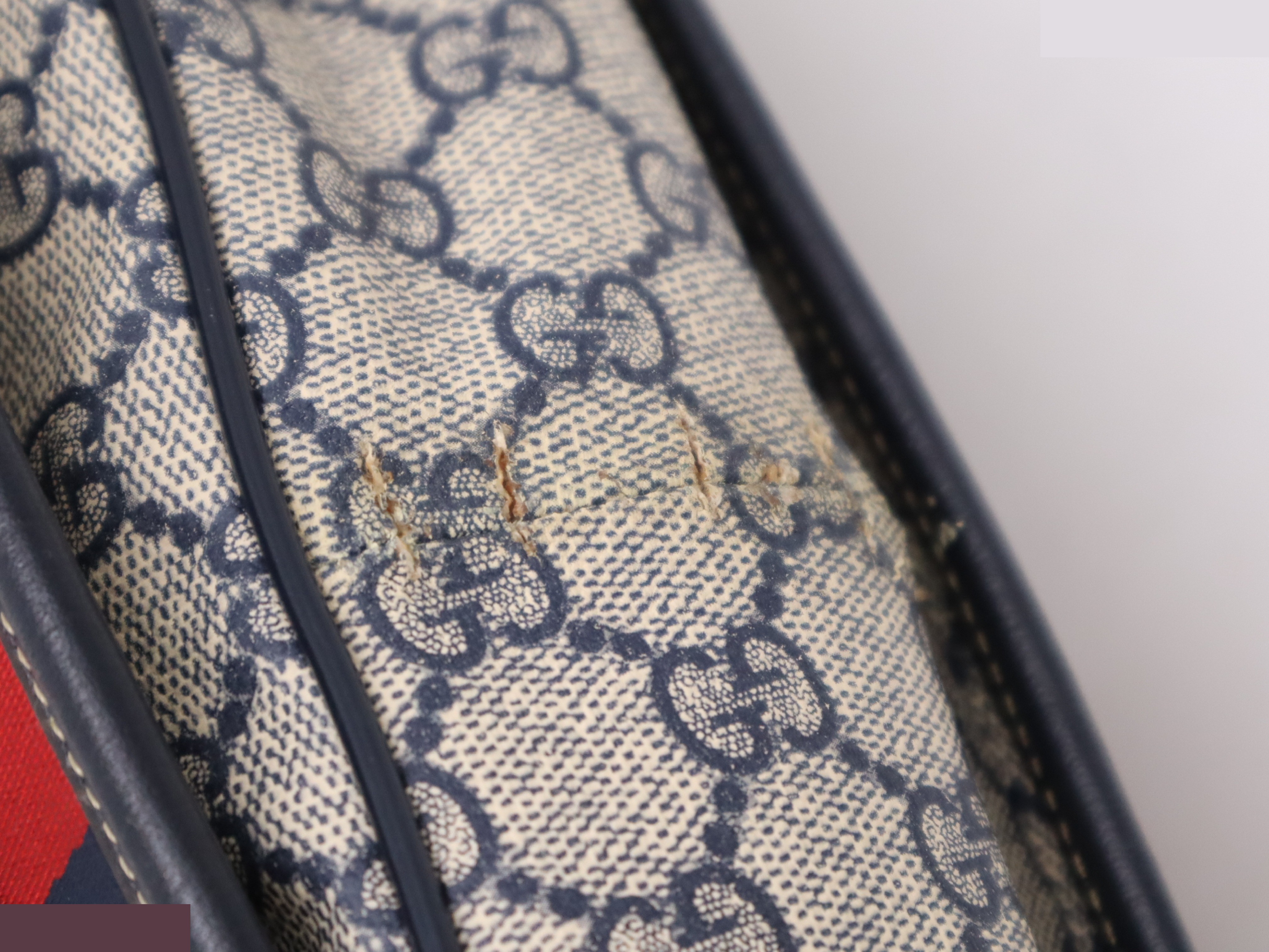 GG Supreme Sherry Line Shoulder Bag Beige Navy Red — view 9