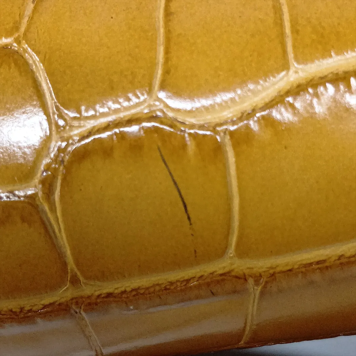C Crocodile Embossed 2-Way Handbag Brown x Yellow — view 12