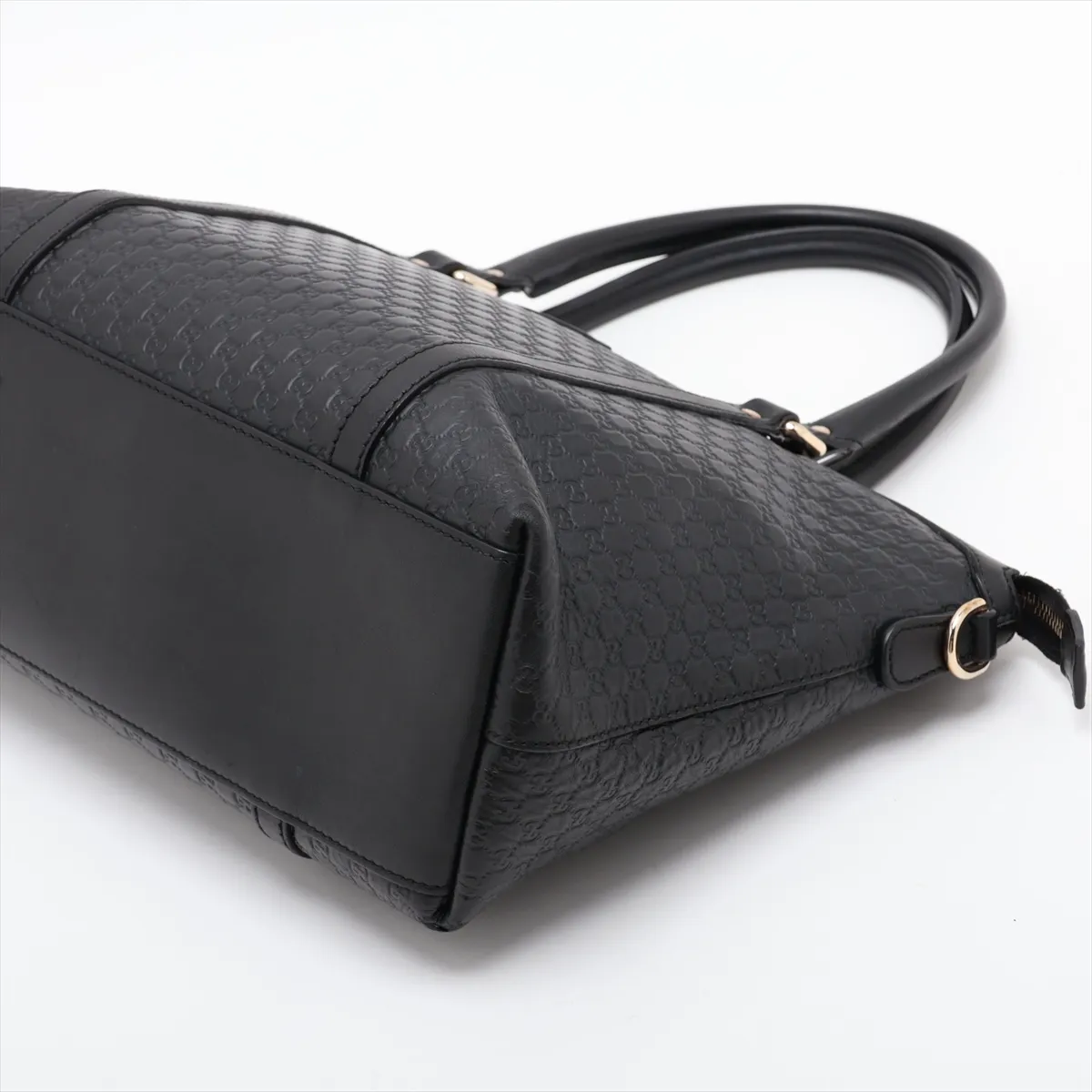 Microguccissima Leather 2-Way Handbag, Black, Outlet — view 3