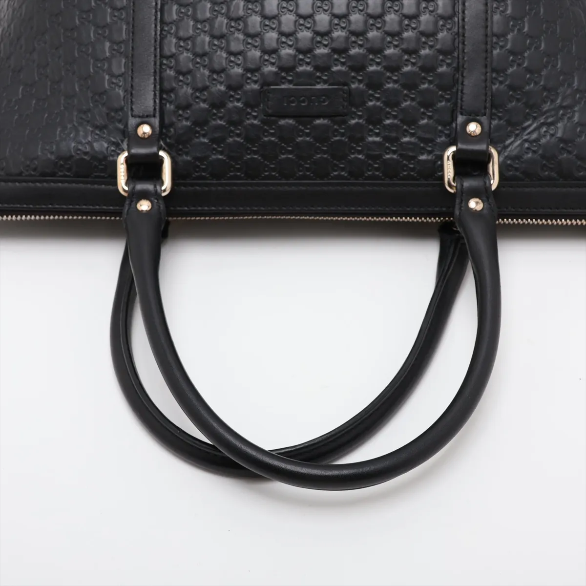 Microguccissima Leather 2-Way Handbag, Black, Outlet — view 5