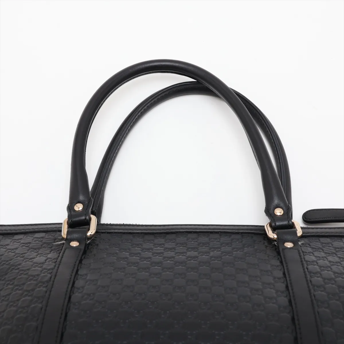 Microguccissima Leather 2-Way Handbag, Black, Outlet — view 6