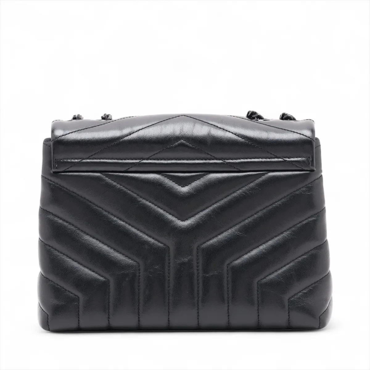 Loulou Leather Chain Shoulder Bag, Black, 494699 — view 2