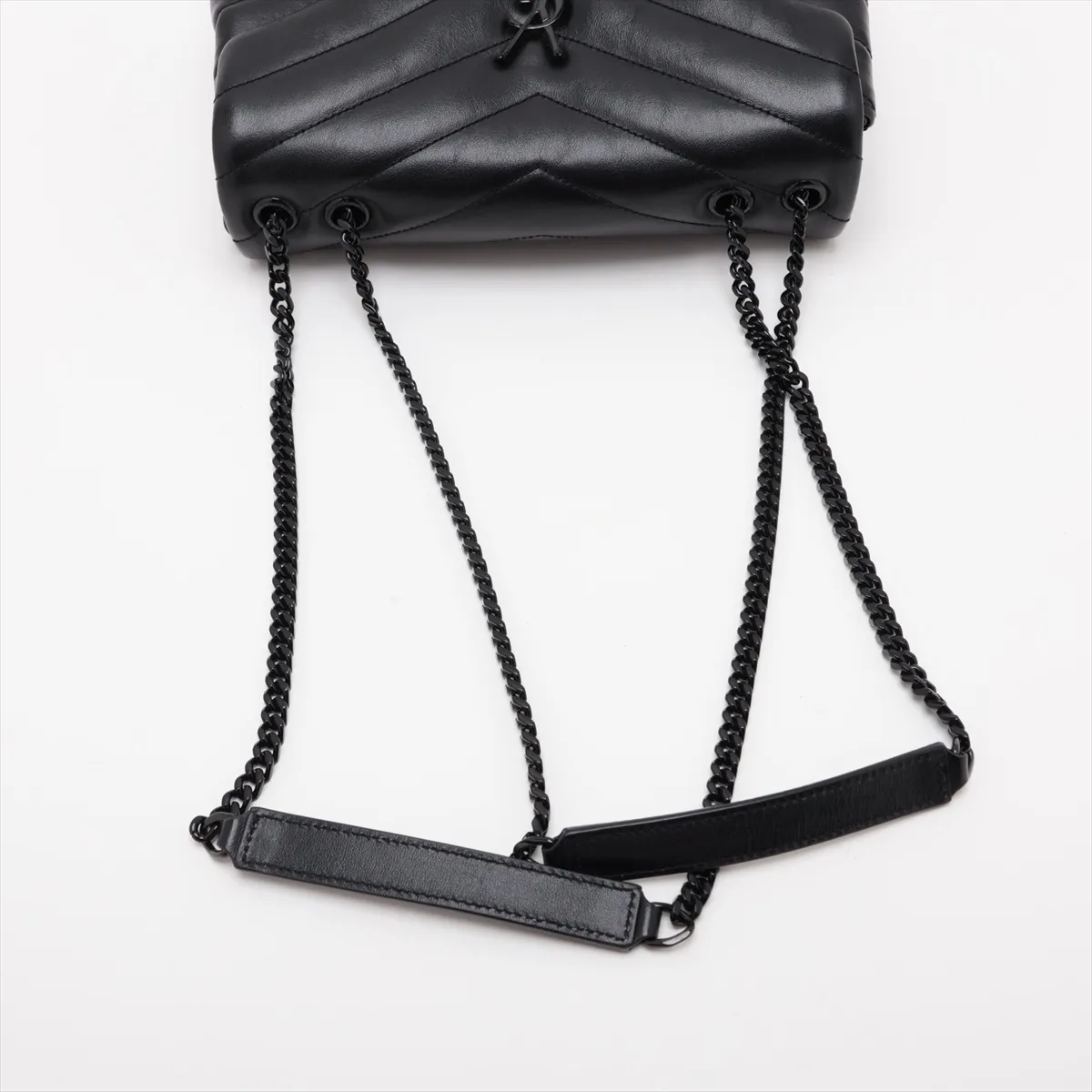 Loulou Leather Chain Shoulder Bag, Black, 494699 — view 5