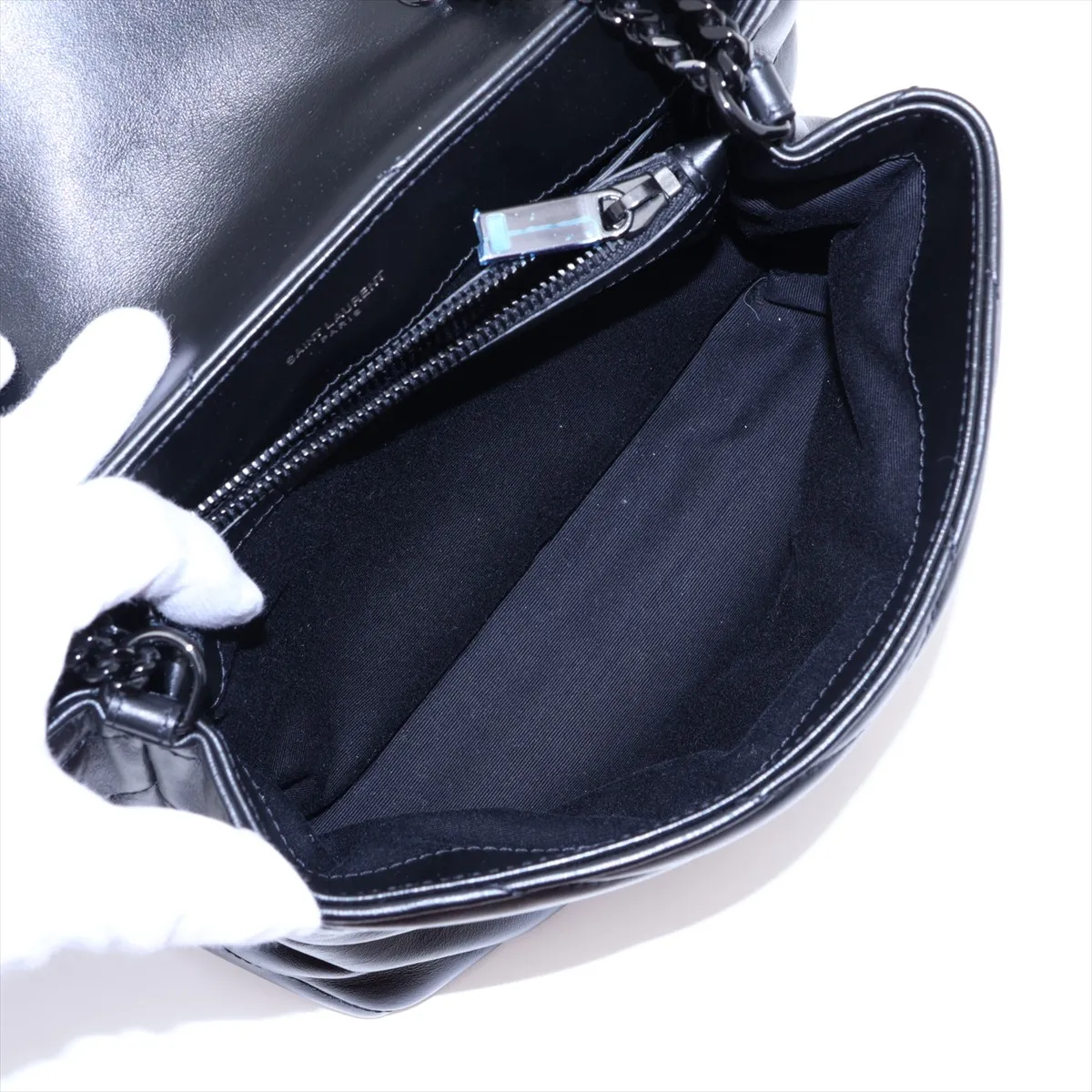 Loulou Leather Chain Shoulder Bag, Black, 494699 — view 7