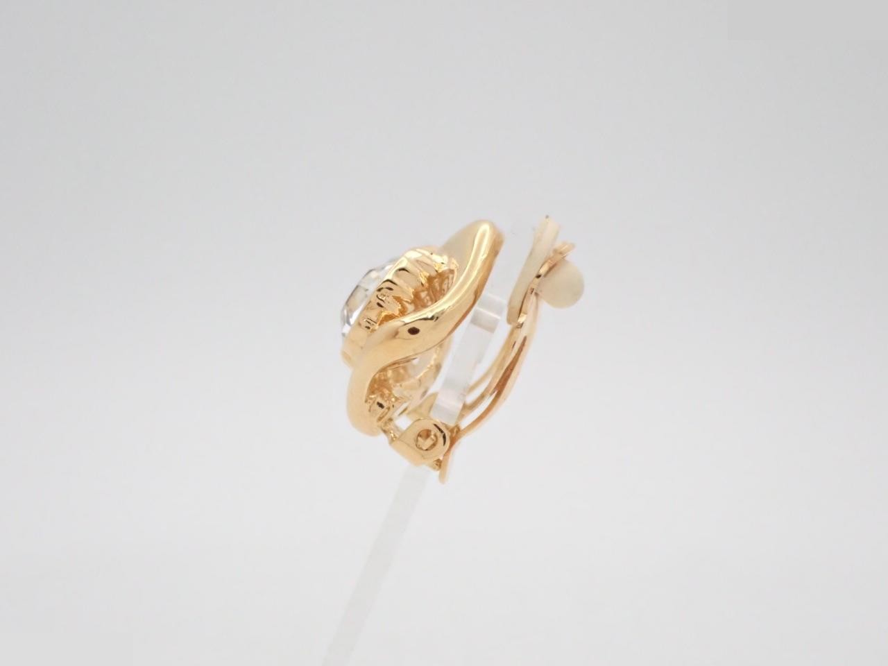 Earrings with rhinestones, gold-plated (GP) finish. — view 3