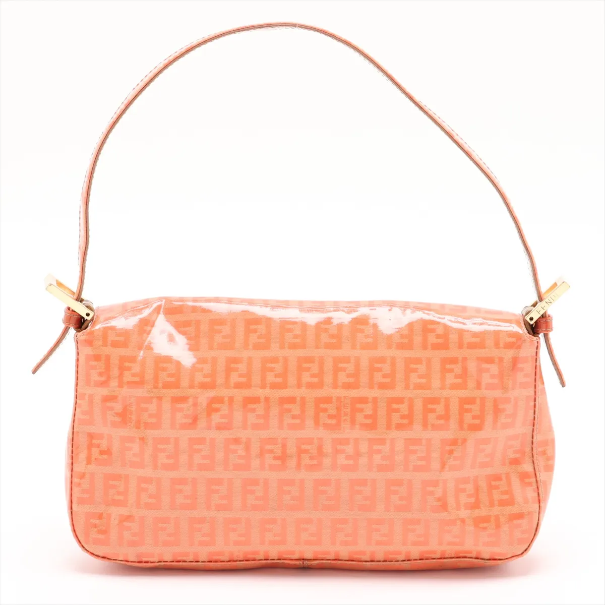 Zucchino Mamma Bucket Coated Canvas x Leather Shoulder Bag, Orange, 26424 — view 2