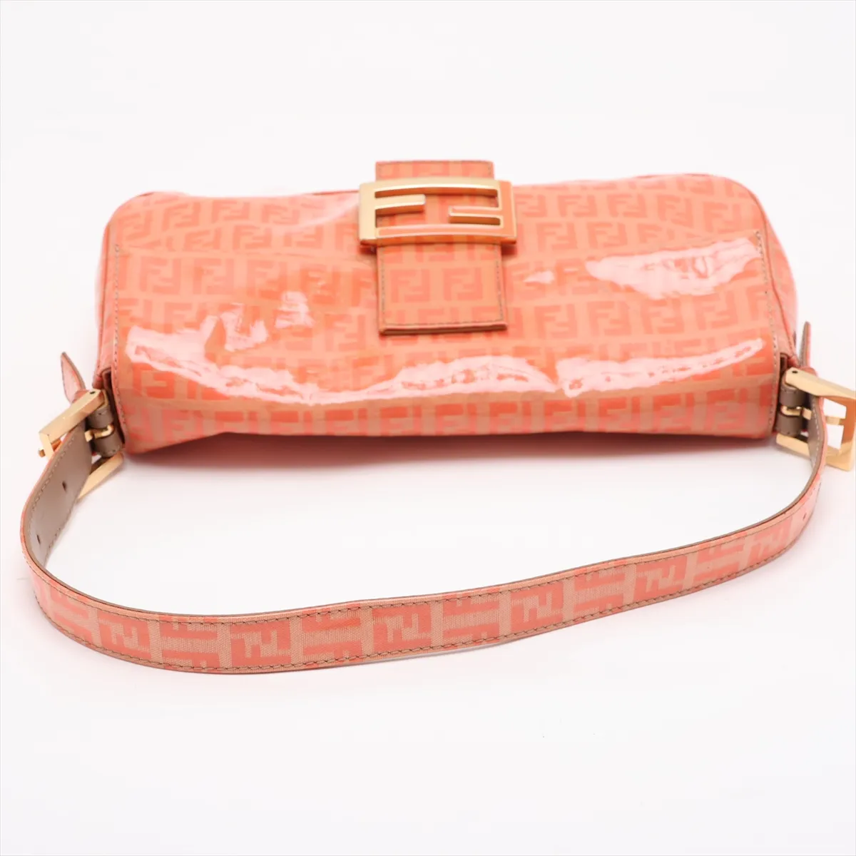 Zucchino Mamma Bucket Coated Canvas x Leather Shoulder Bag, Orange, 26424 — view 5