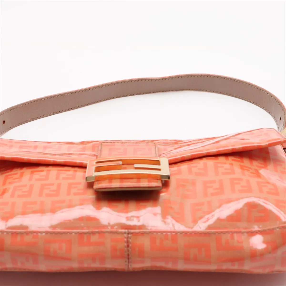 Zucchino Mamma Bucket Coated Canvas x Leather Shoulder Bag, Orange, 26424 — view 6