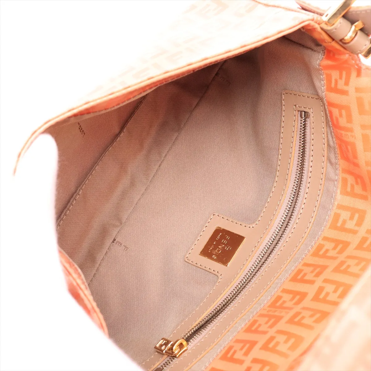 Zucchino Mamma Bucket Coated Canvas x Leather Shoulder Bag, Orange, 26424 — view 7