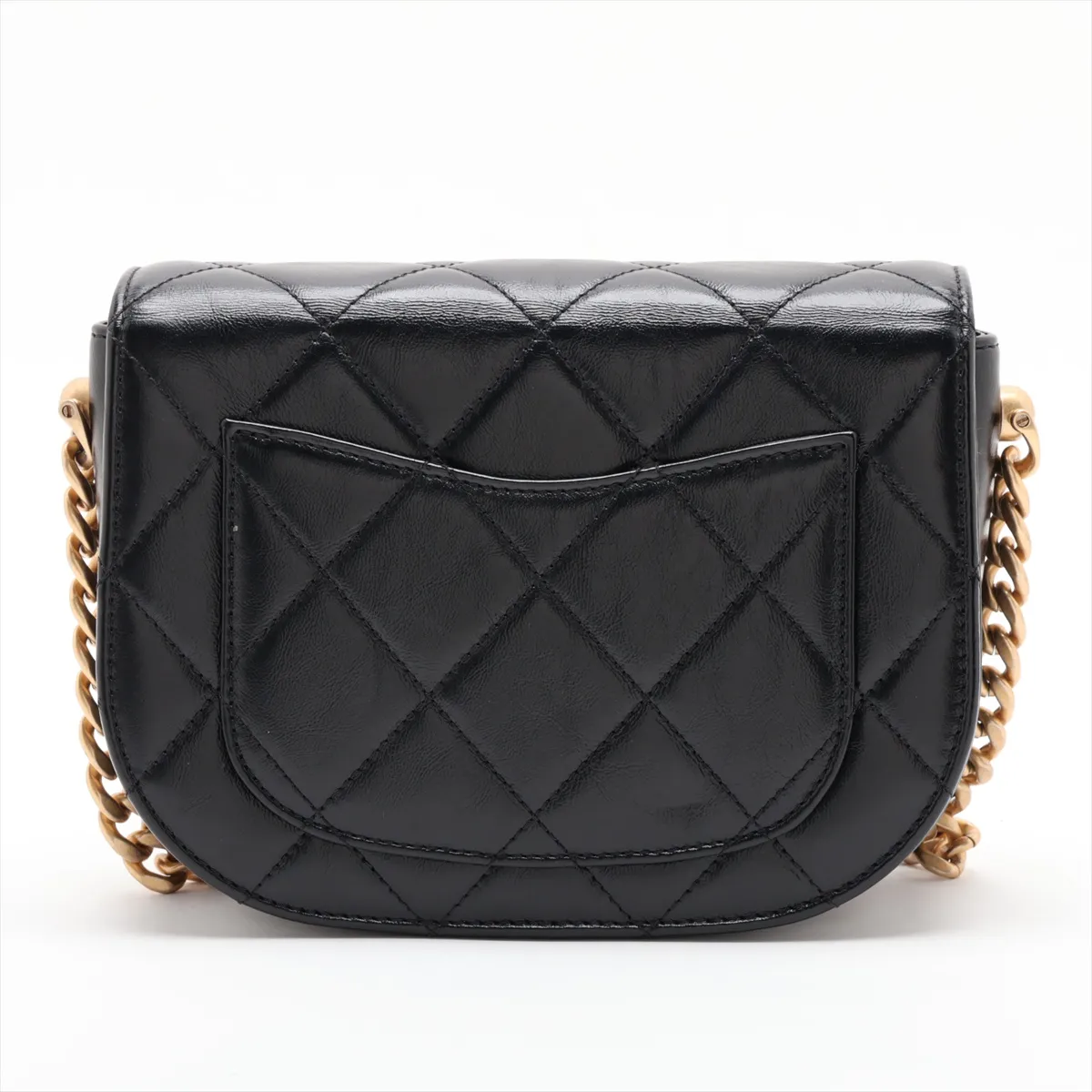 Matelassé Leather Chain Shoulder Bag, Black with Gold Hardware, CK2H6EEK, Random Plate — view 2