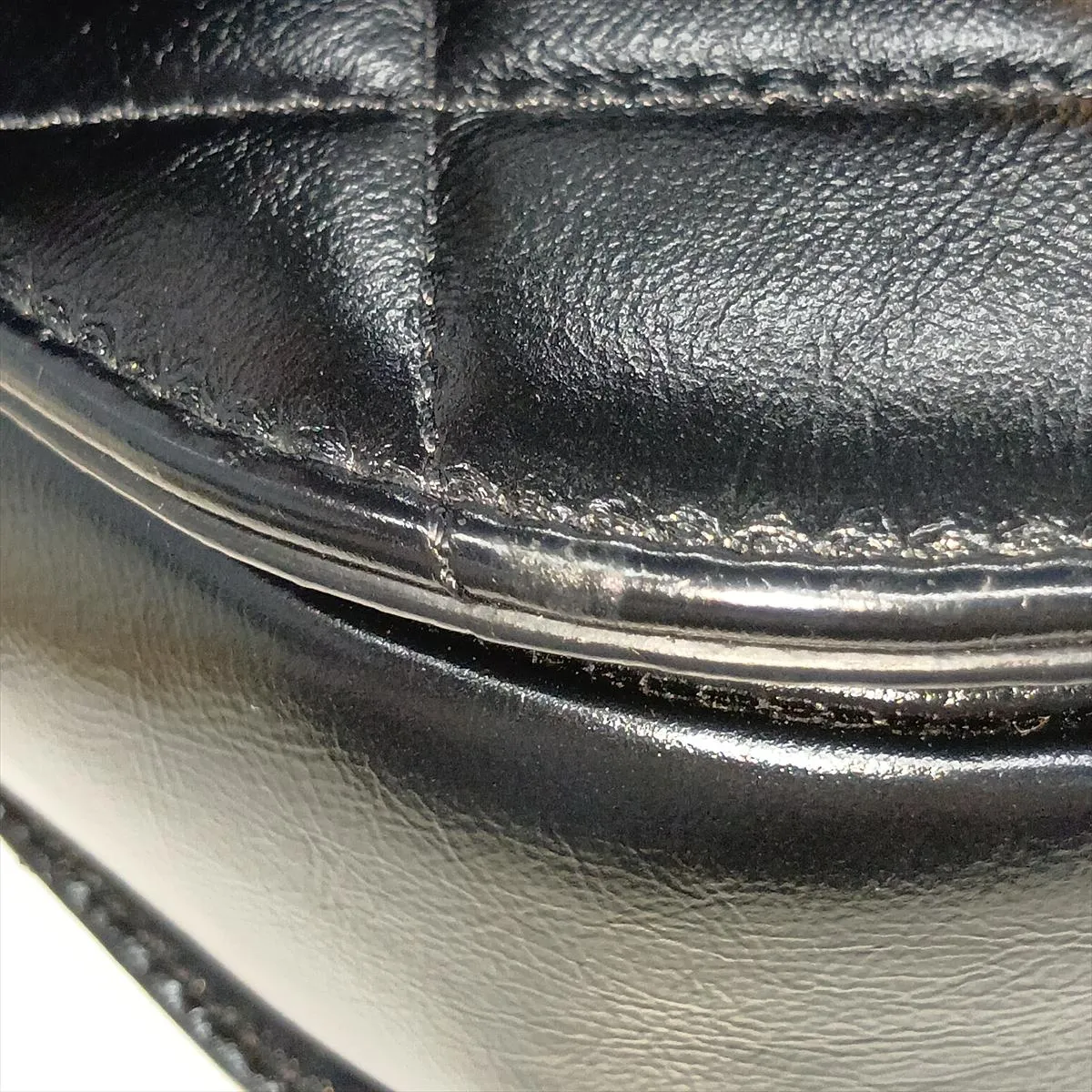 Matelassé Leather Chain Shoulder Bag, Black with Gold Hardware, CK2H6EEK, Random Plate — view 14
