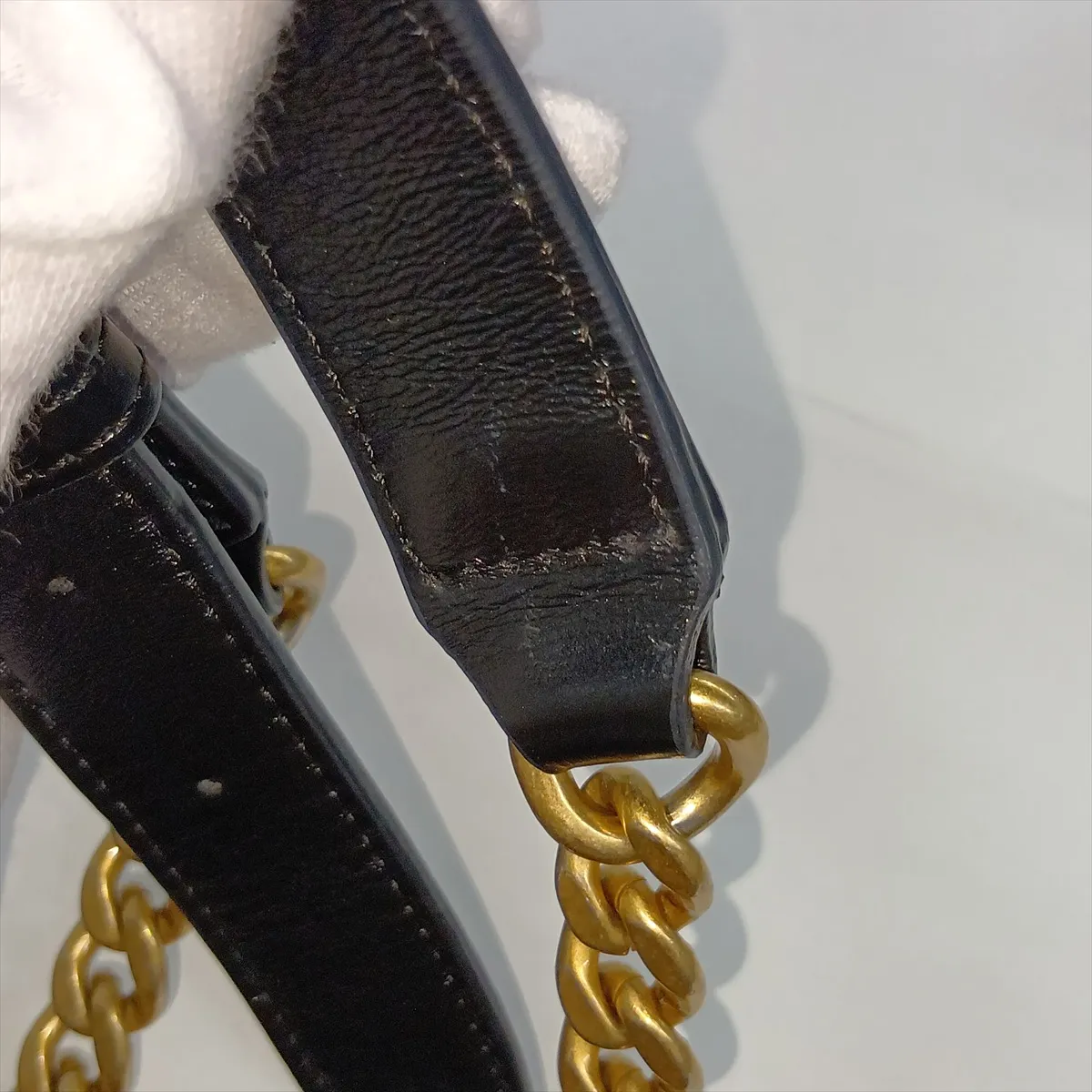 Matelassé Leather Chain Shoulder Bag, Black with Gold Hardware, CK2H6EEK, Random Plate — view 15