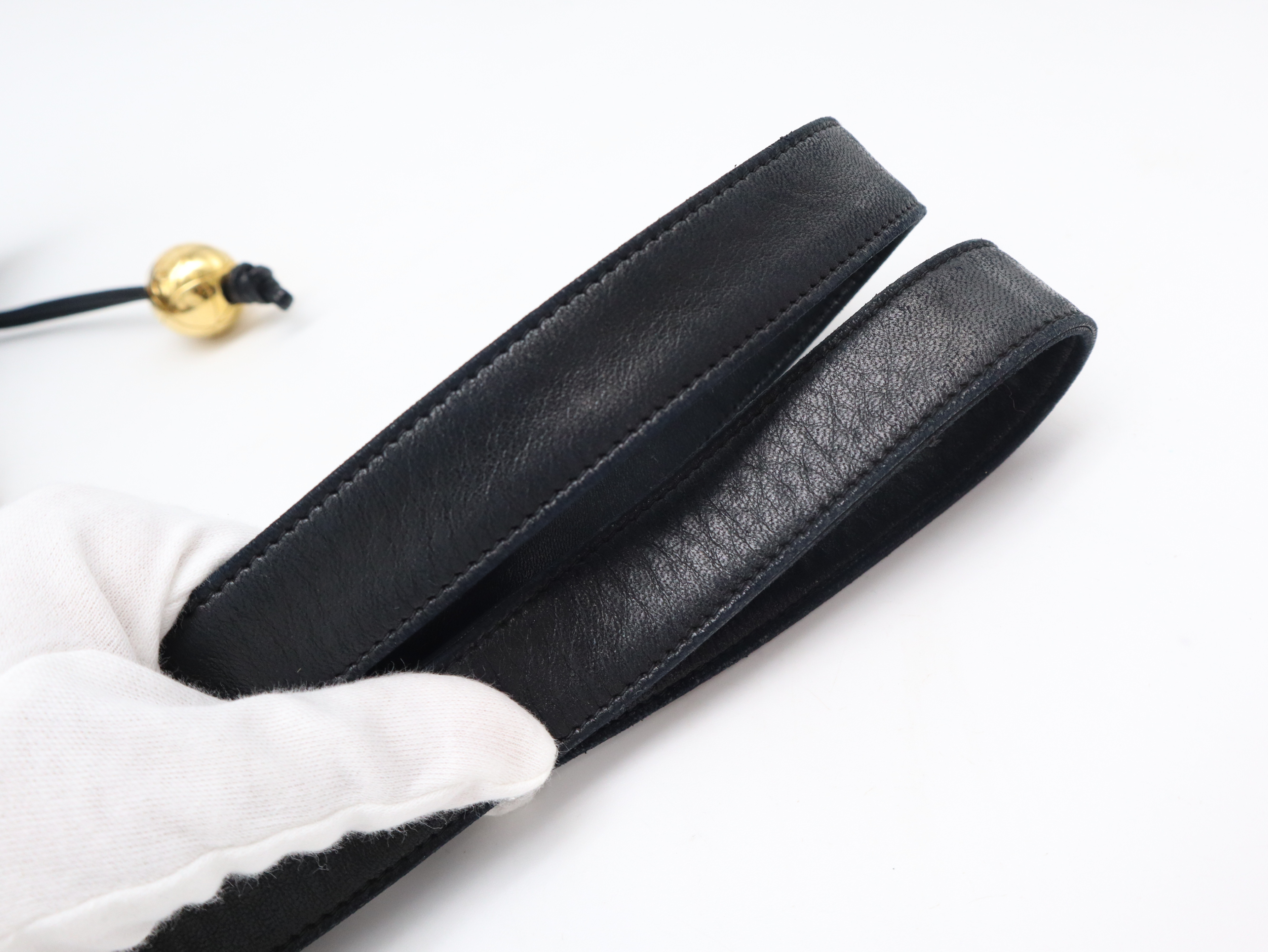 Lambskin V-stitch Chain Shoulder Bag with Gold Hardware, Black — view 6