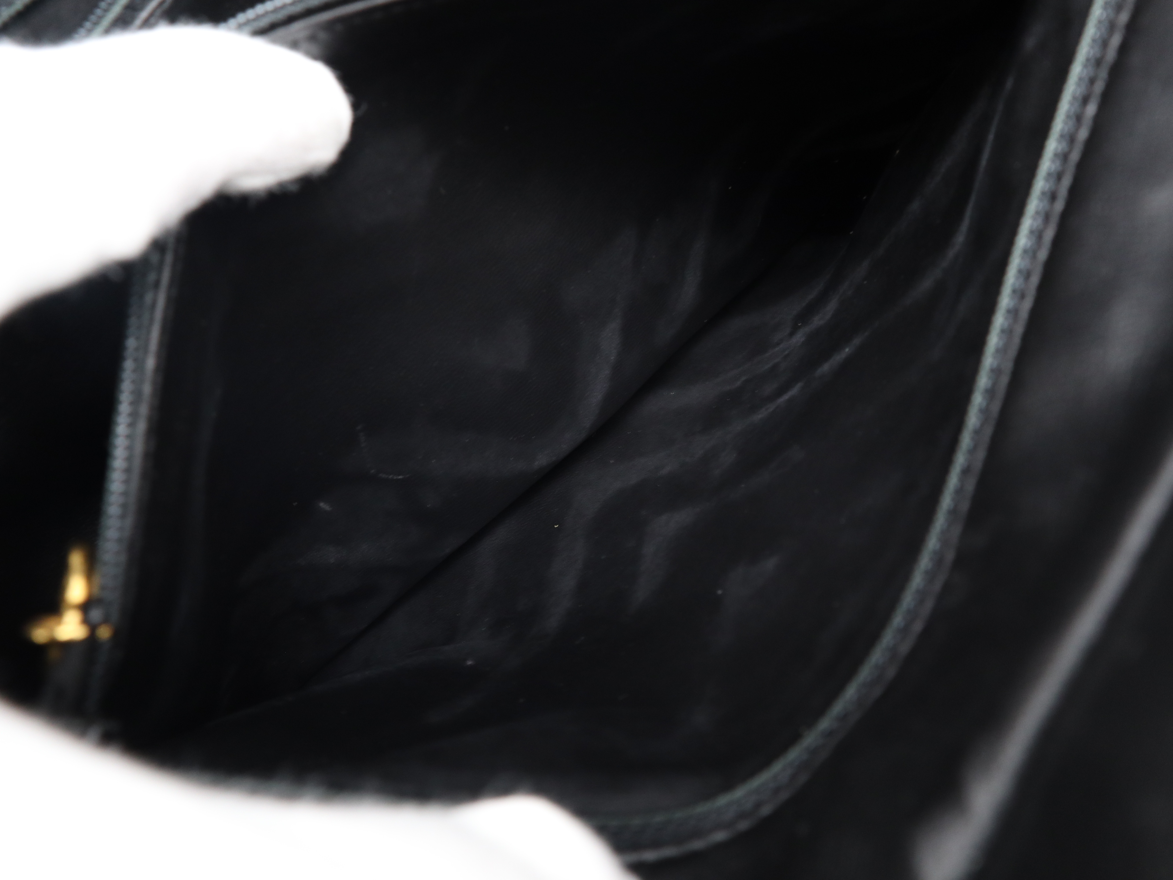 Lambskin V-stitch Chain Shoulder Bag with Gold Hardware, Black — view 10