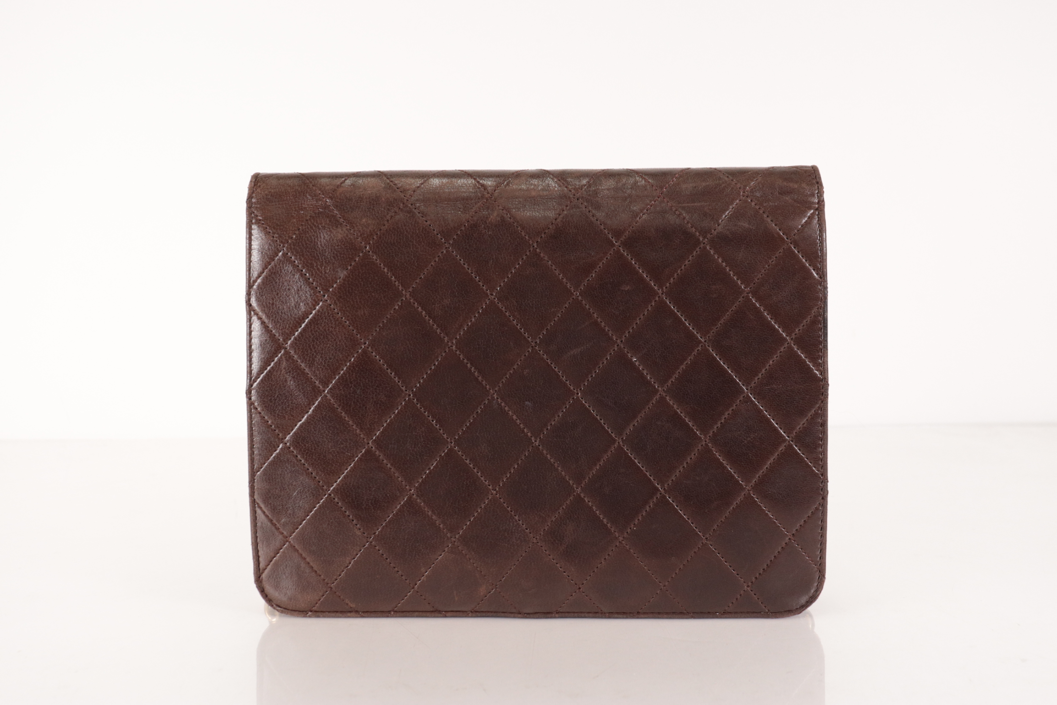 Matelassé Lambskin Push Chain Shoulder Bag, Brown, Series 8 (Shoulder Bag) — view 2