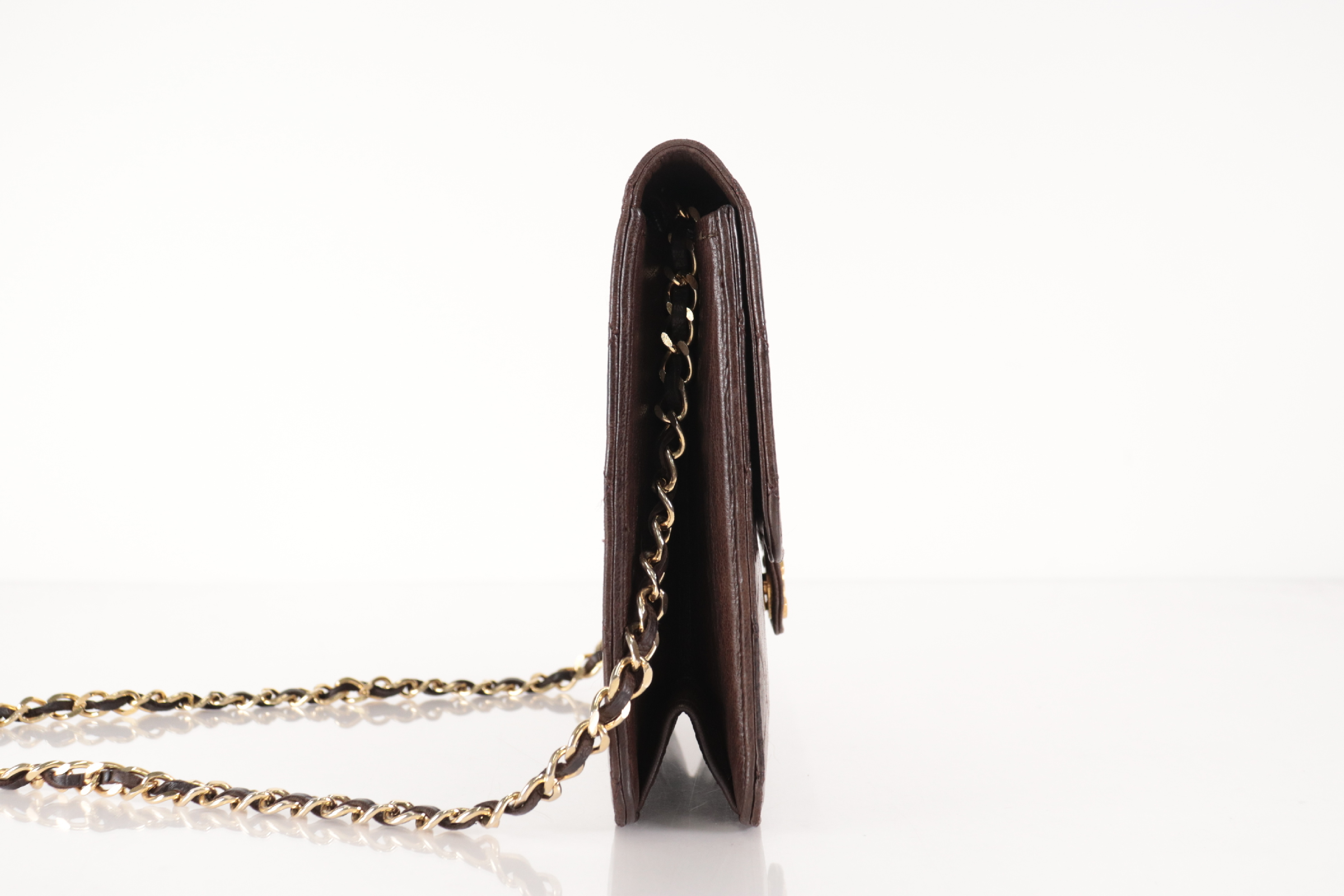 Matelassé Lambskin Push Chain Shoulder Bag, Brown, Series 8 (Shoulder Bag) — view 3