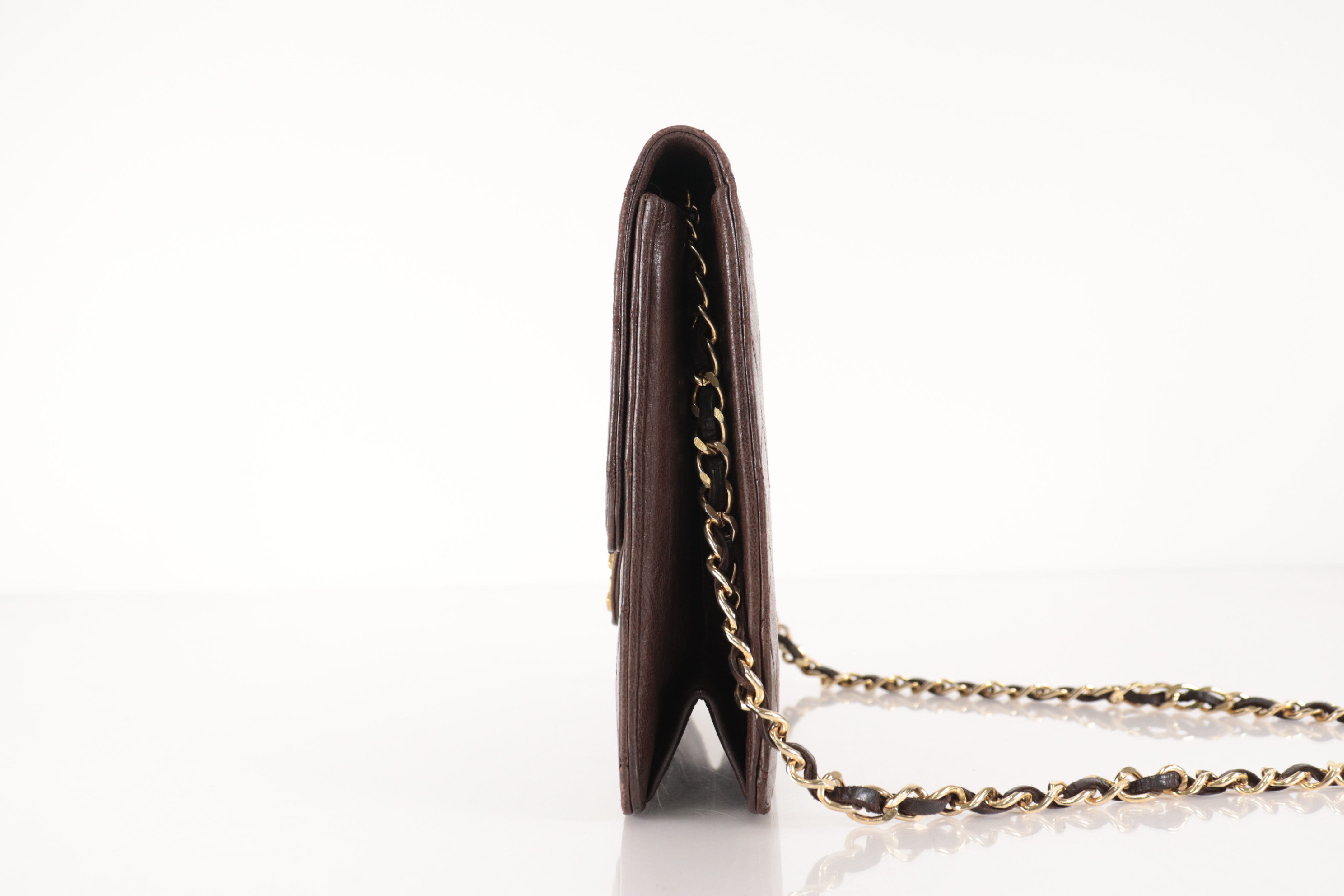 Matelassé Lambskin Push Chain Shoulder Bag, Brown, Series 8 (Shoulder Bag) — view 4