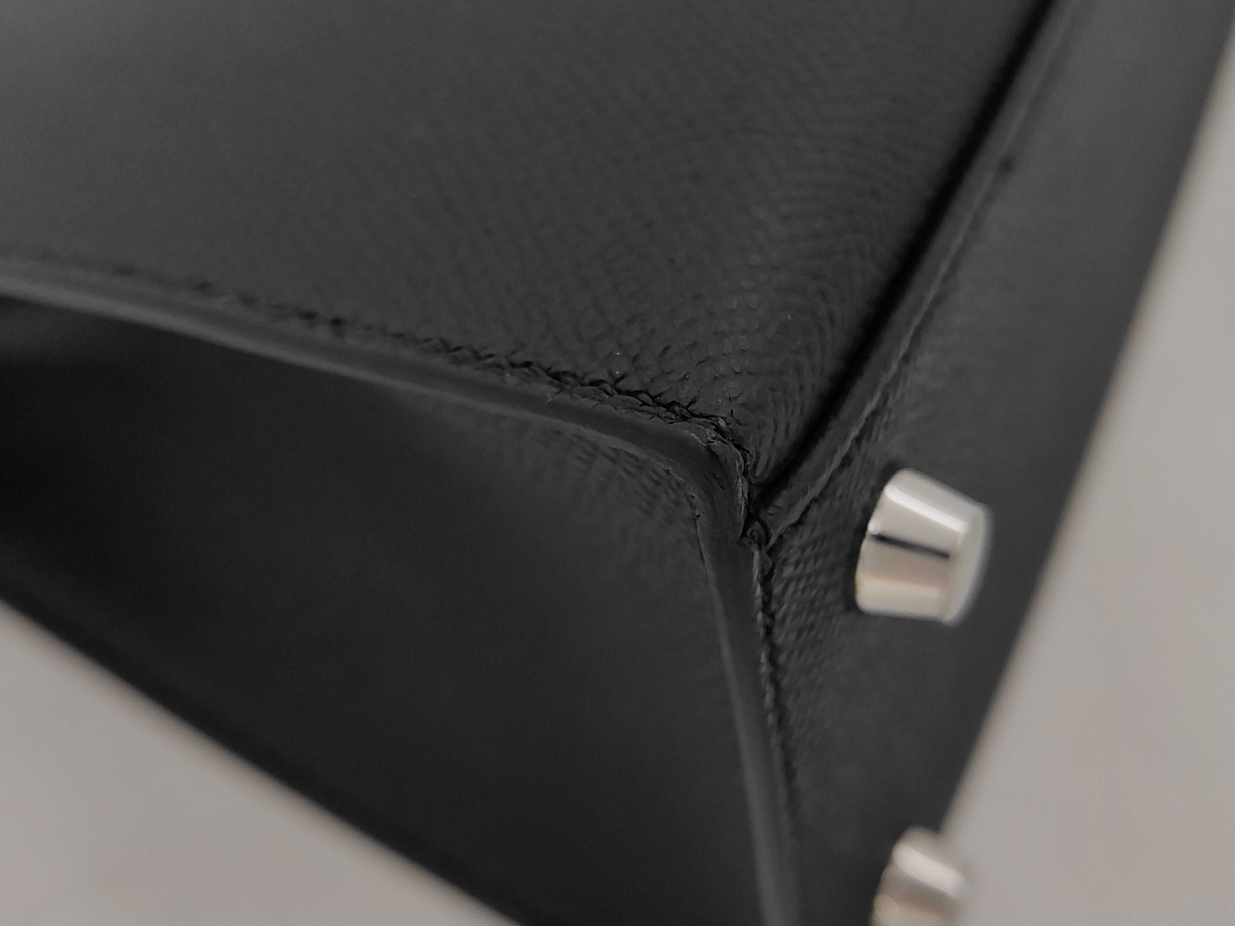 Kelly 25 Black Epsom Leather Handbag with Silver Hardware (K Stamp) — view 3