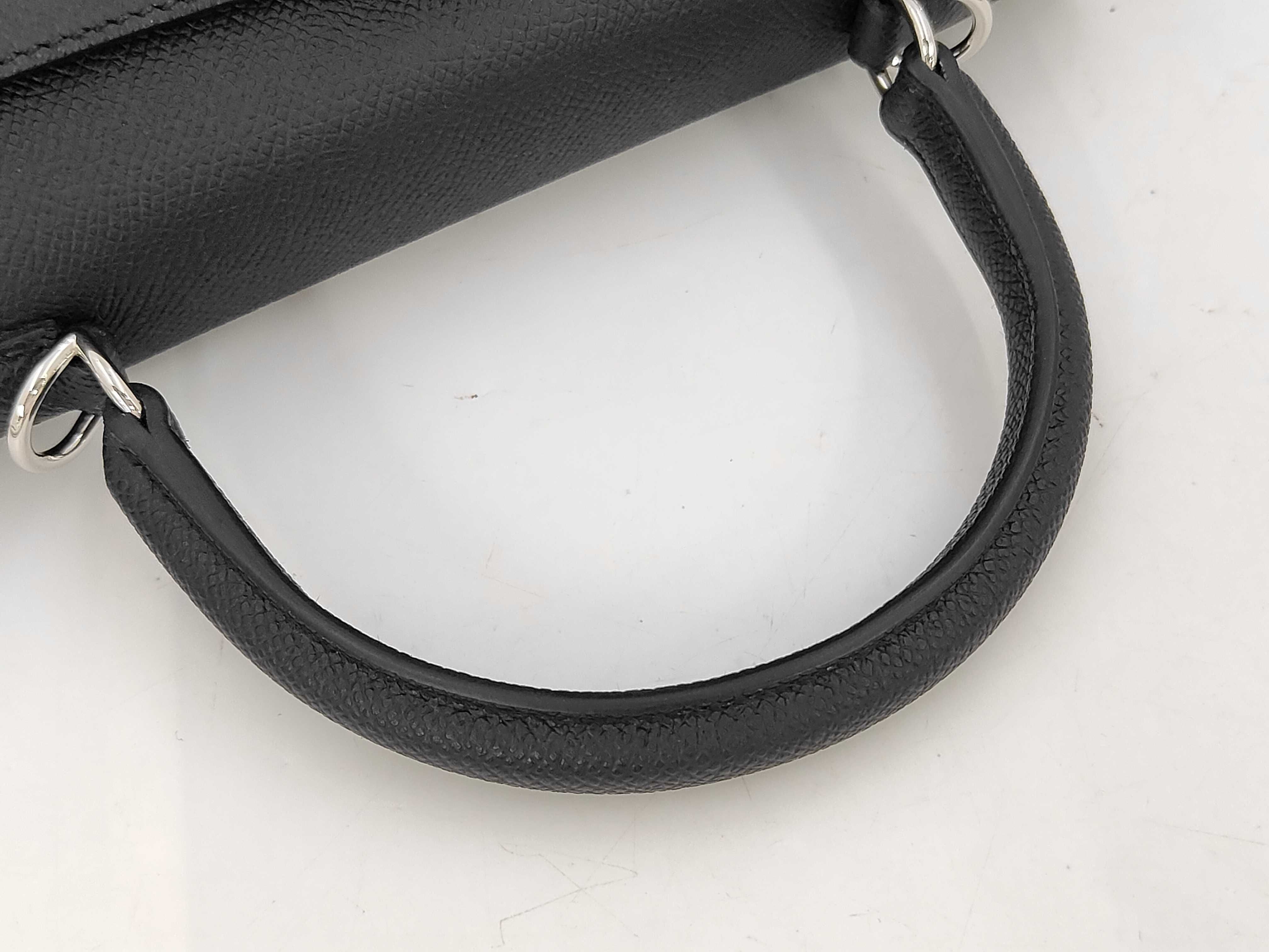 Kelly 25 Black Epsom Leather Handbag with Silver Hardware (K Stamp) — view 5