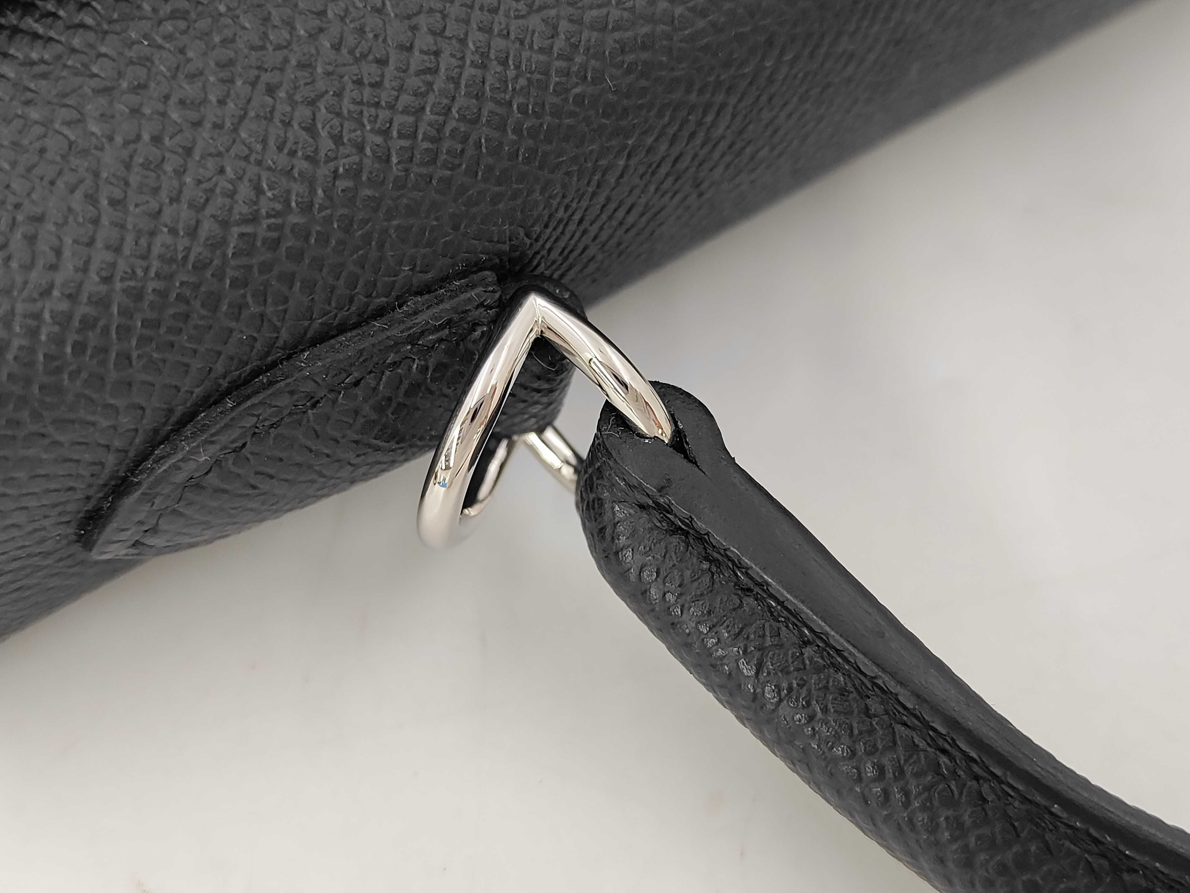 Kelly 25 Black Epsom Leather Handbag with Silver Hardware (K Stamp) — view 7