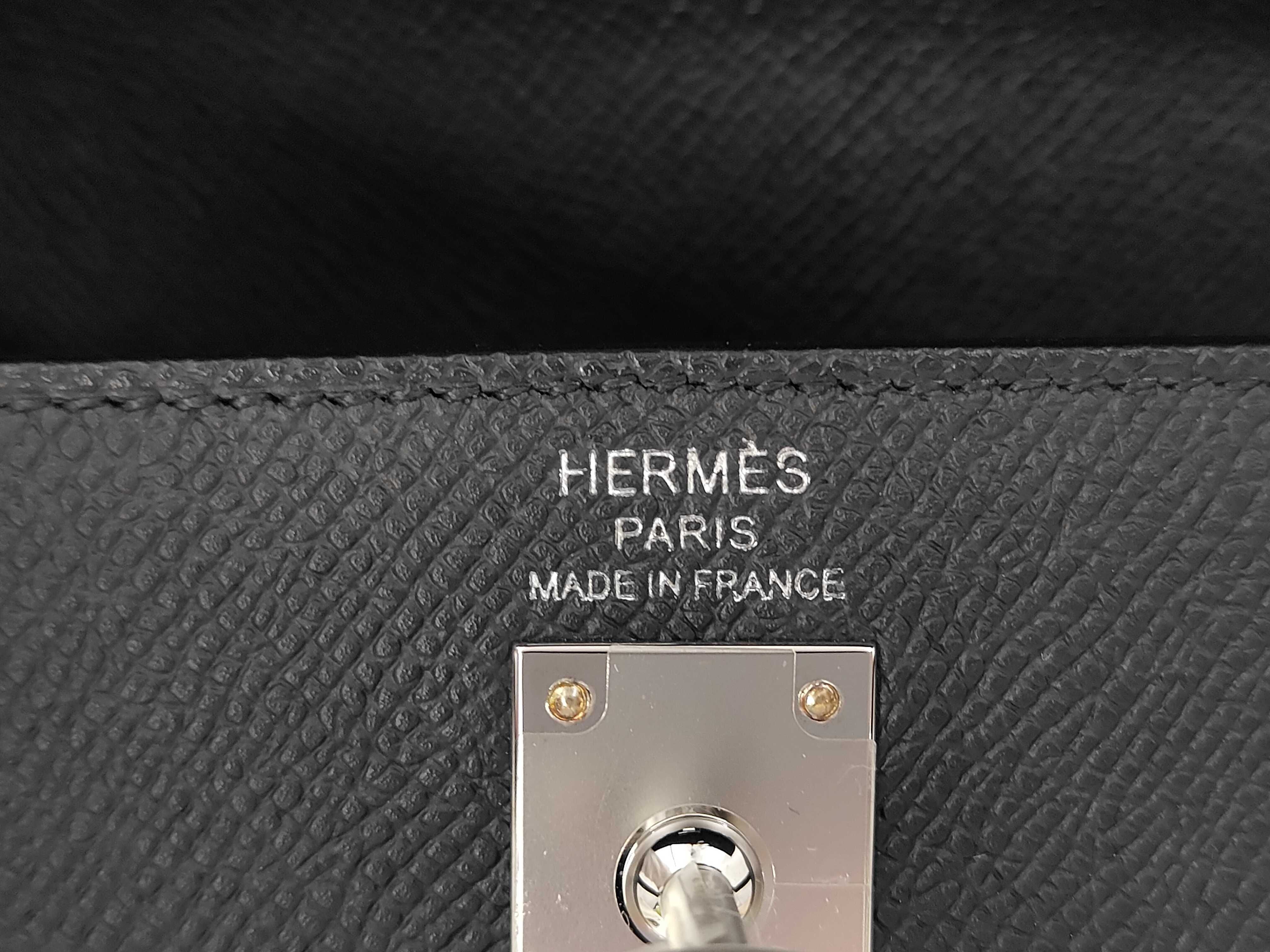 Kelly 25 Black Epsom Leather Handbag with Silver Hardware (K Stamp) — view 10