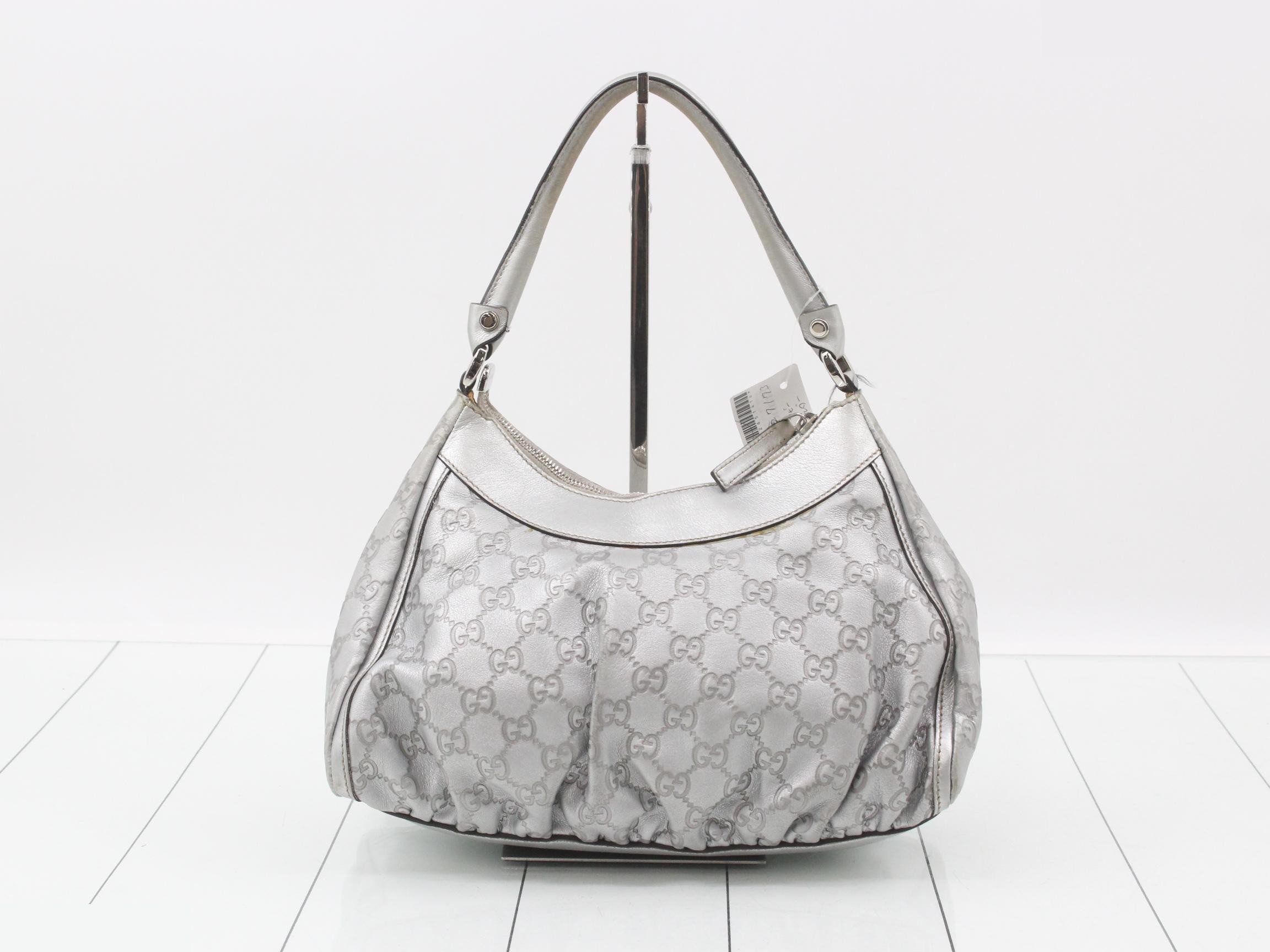 190525 Leather Guccissima Abbey One-Shoulder Bag, Silver — view 2