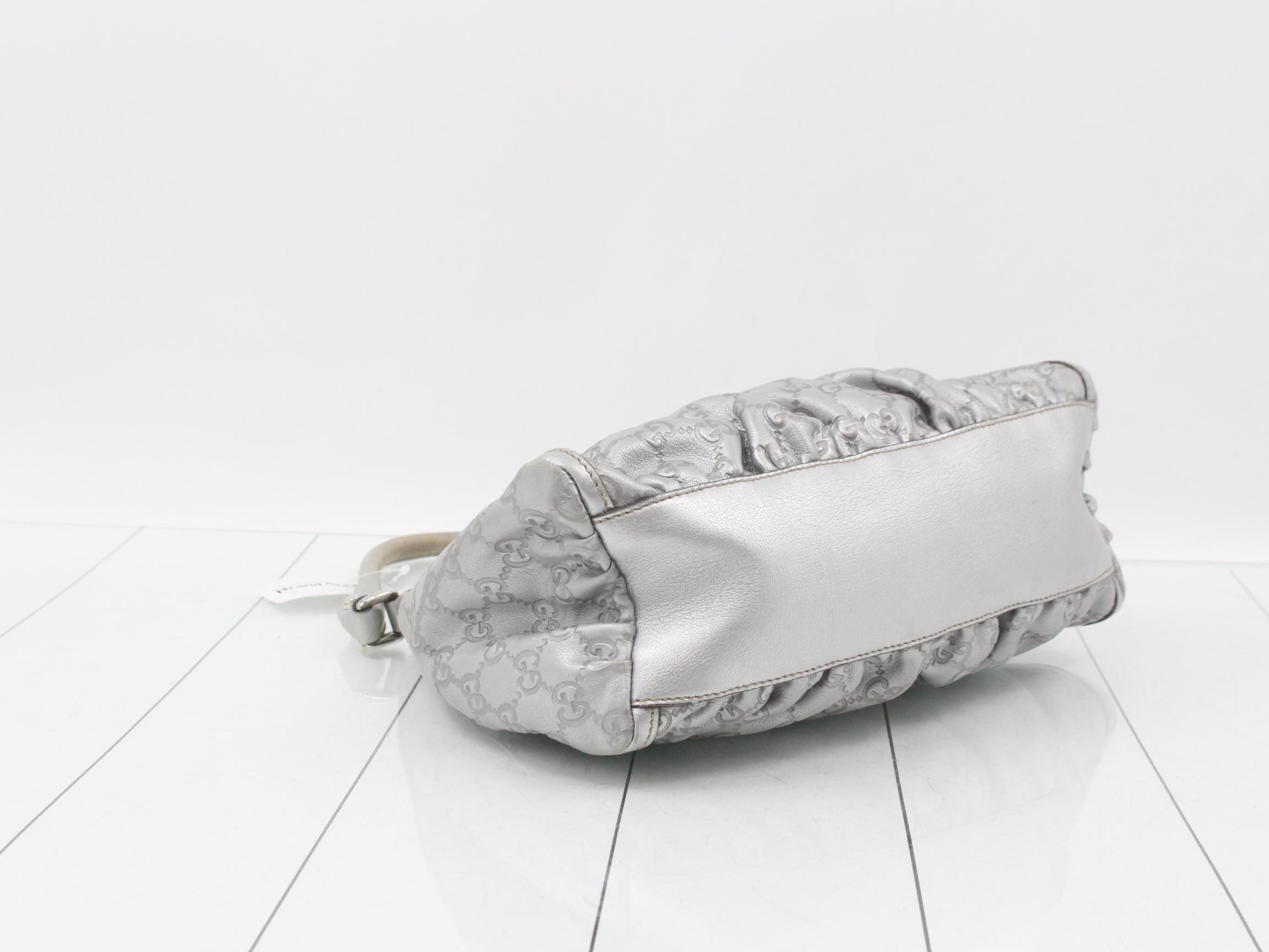 190525 Leather Guccissima Abbey One-Shoulder Bag, Silver — view 5