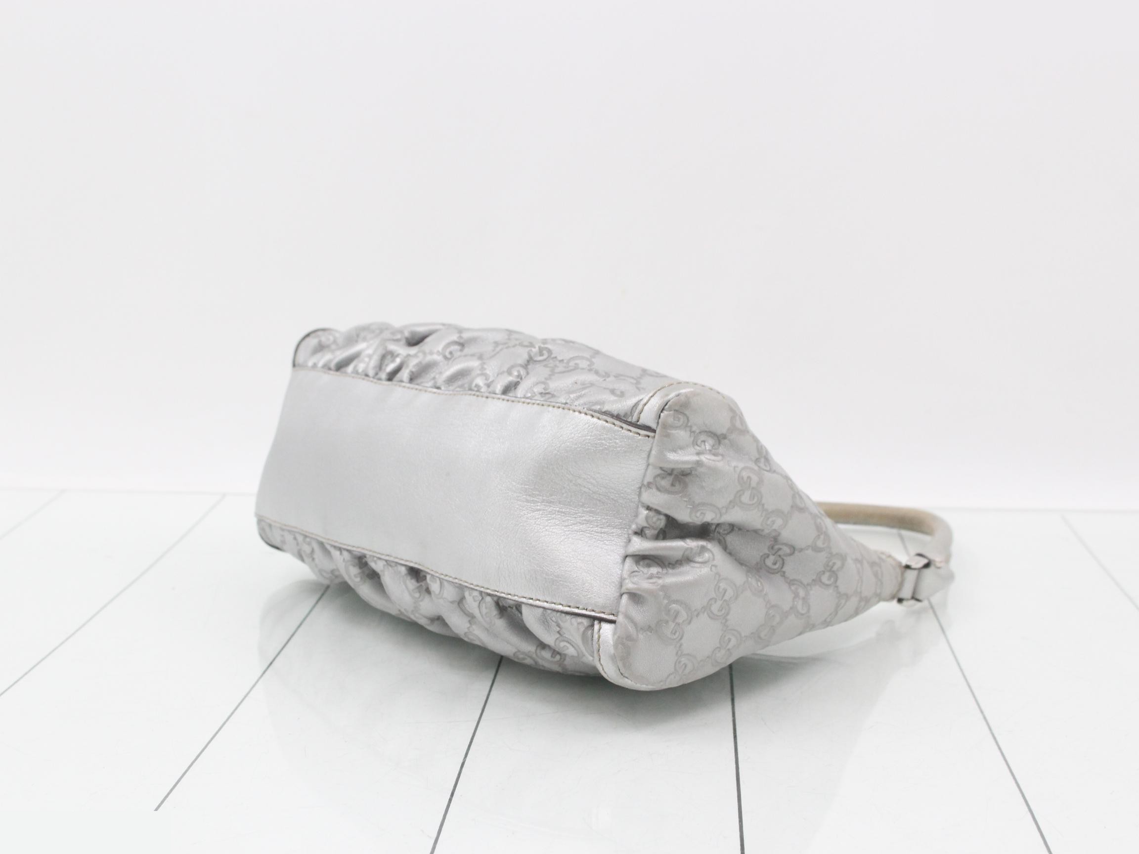 190525 Leather Guccissima Abbey One-Shoulder Bag, Silver — view 6