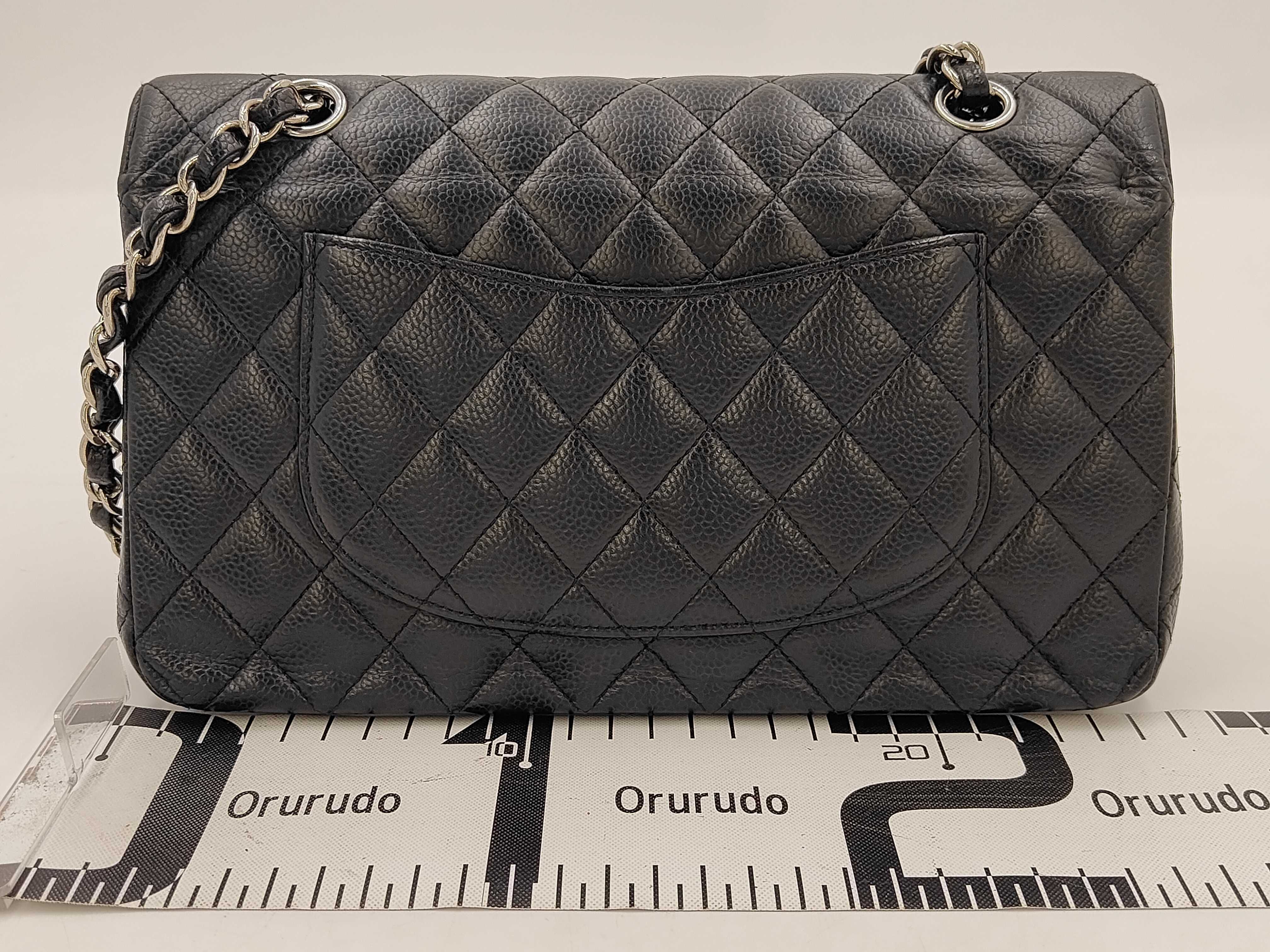 Matelassé 25 Double Flap Chain Shoulder Bag, Caviar Leather, Black Shoulder Bag — view 2