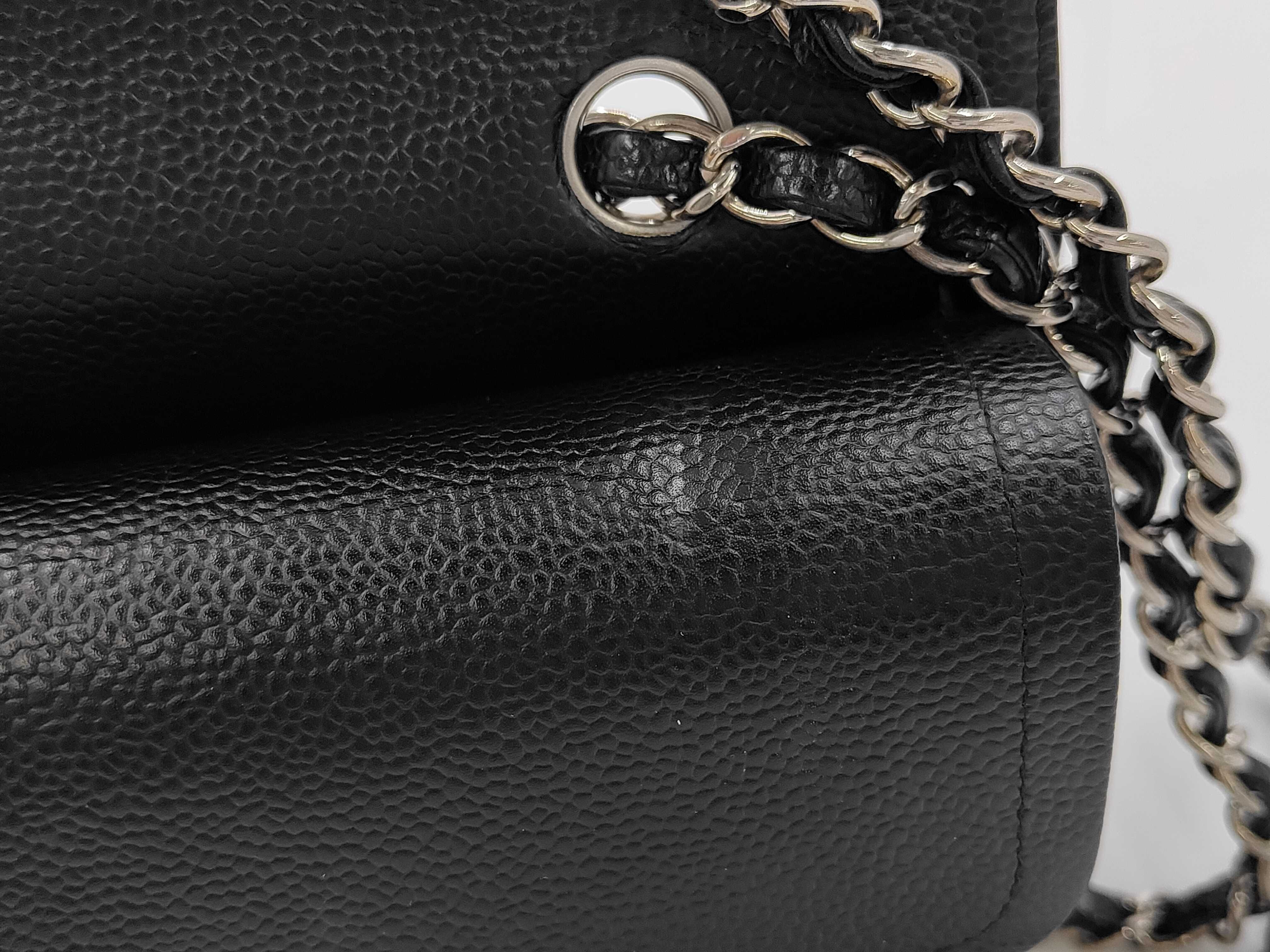 Matelassé 25 Double Flap Chain Shoulder Bag, Caviar Leather, Black Shoulder Bag — view 13