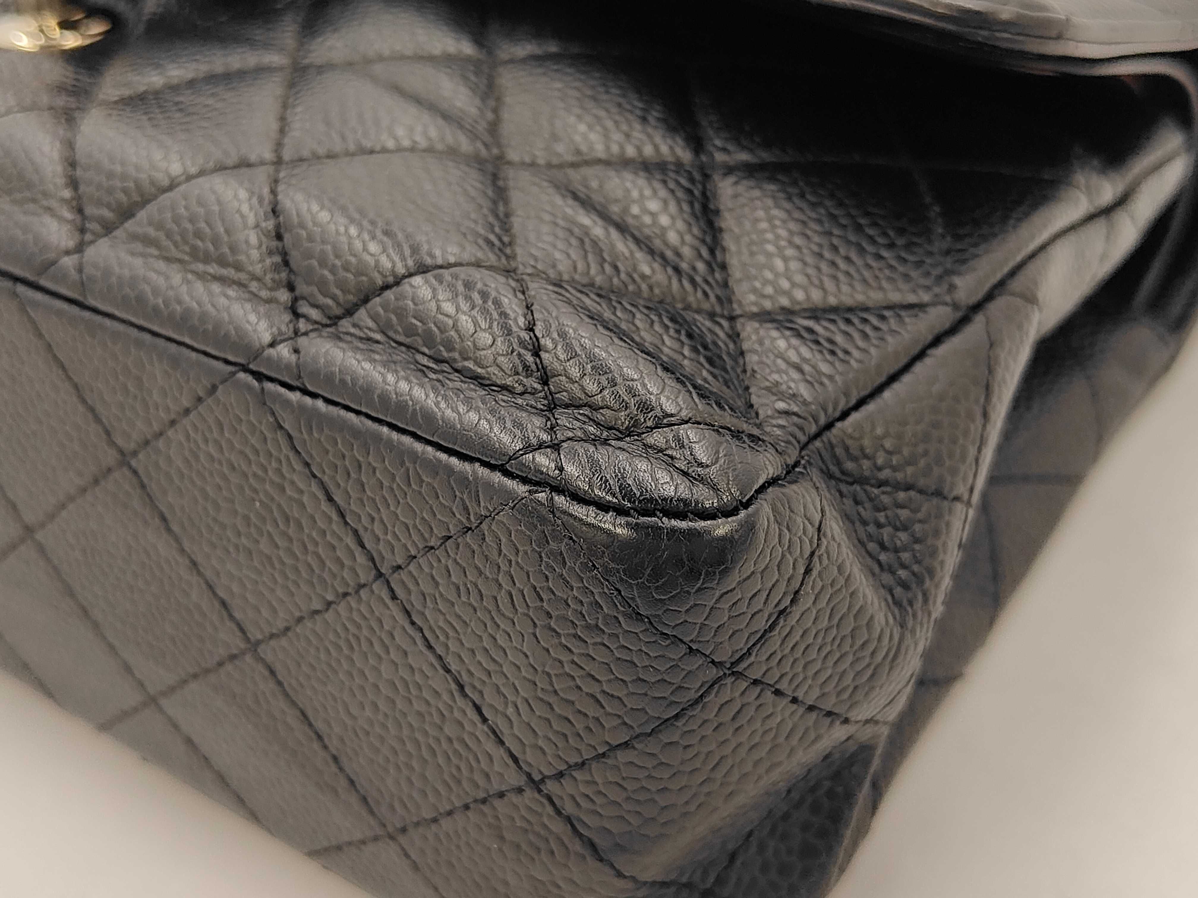 Matelassé 25 Double Flap Chain Shoulder Bag, Caviar Leather, Black Shoulder Bag — view 6