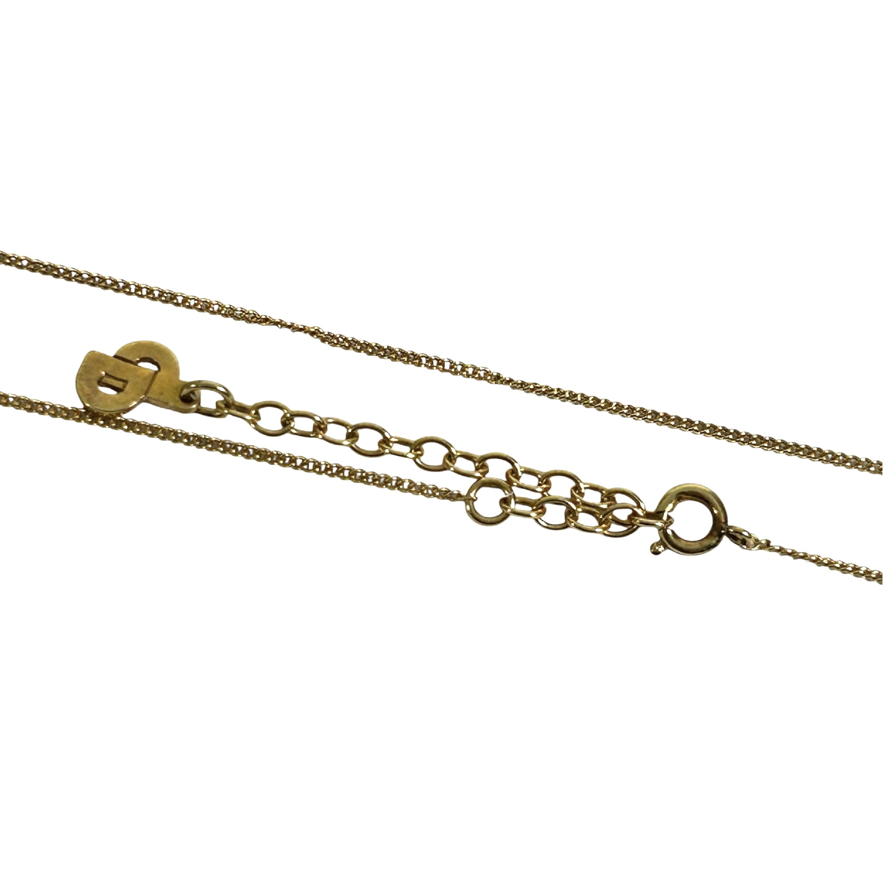 CD logo rhinestone circle round necklace, 44cm total length, 1cm pendant width, gold-toned. — view 7