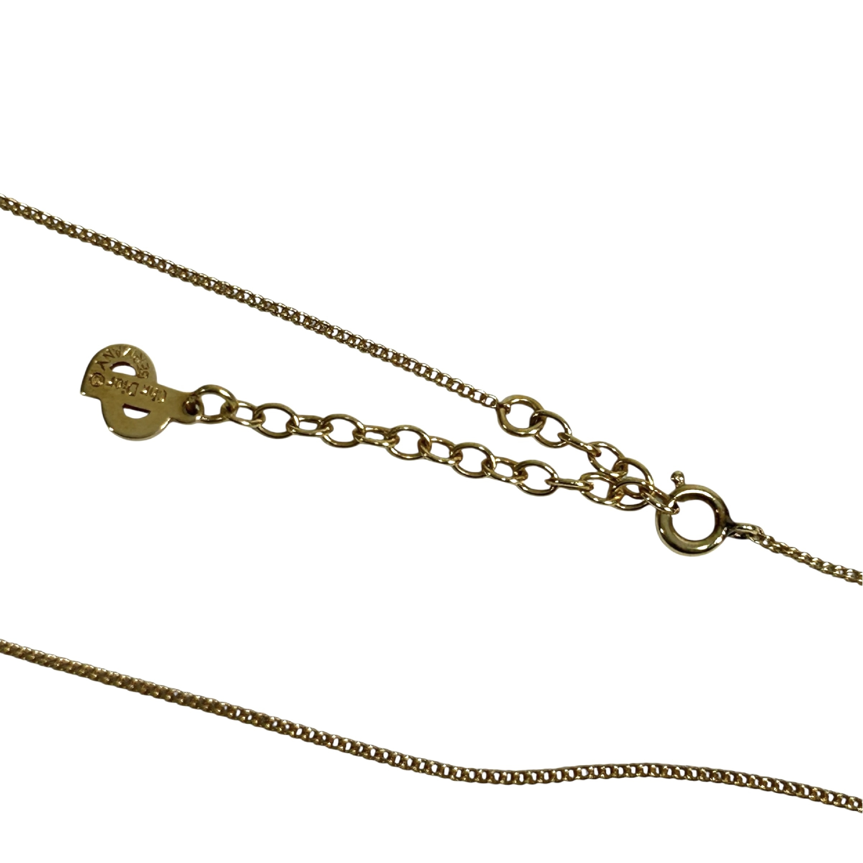CD logo rhinestone circle round necklace, 44cm total length, 1cm pendant width, gold-toned. — view 8