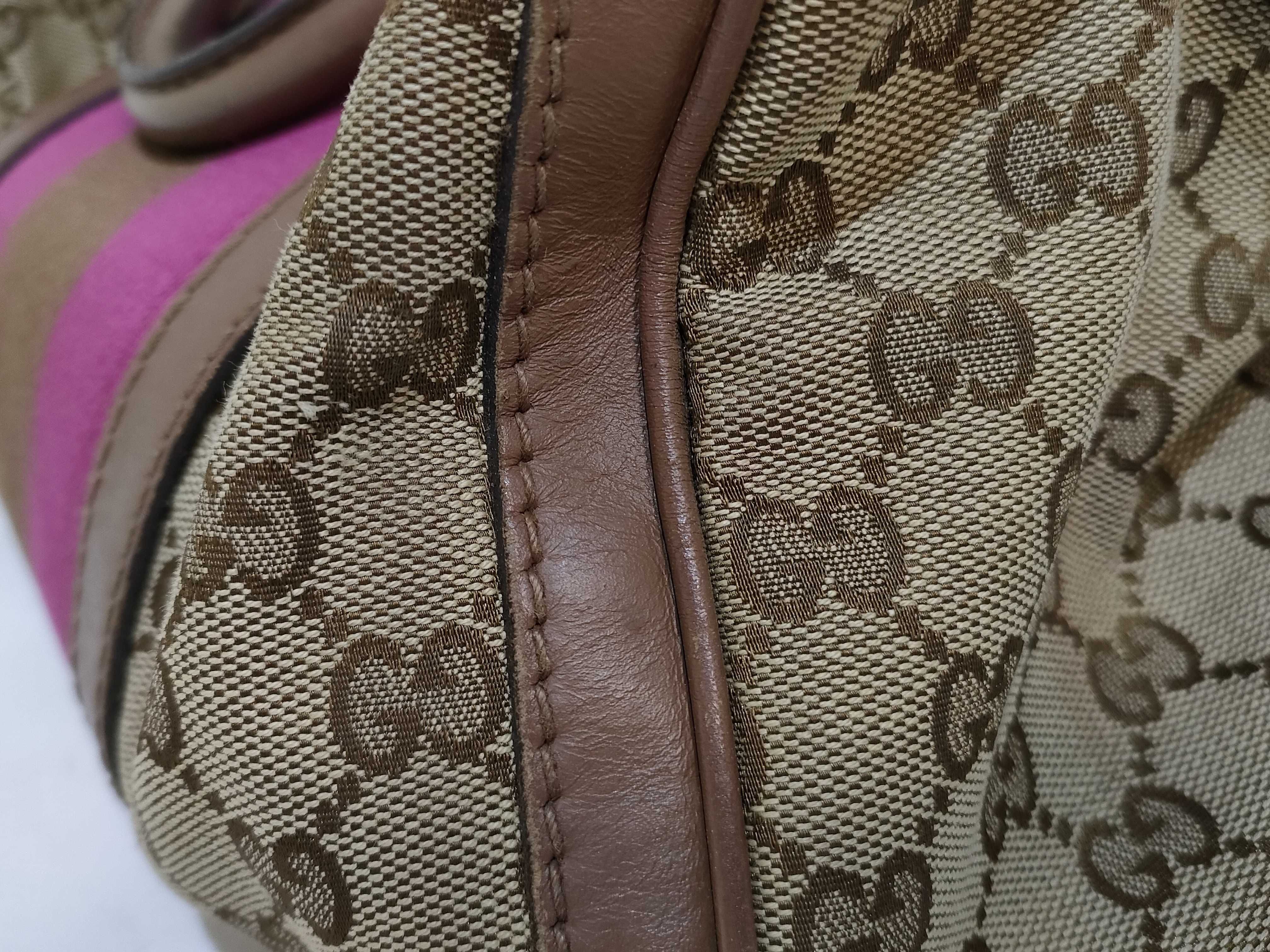 GG Canvas Boston Bag (247205 525040) - Brown and Pink Canvas Handbag — view 15