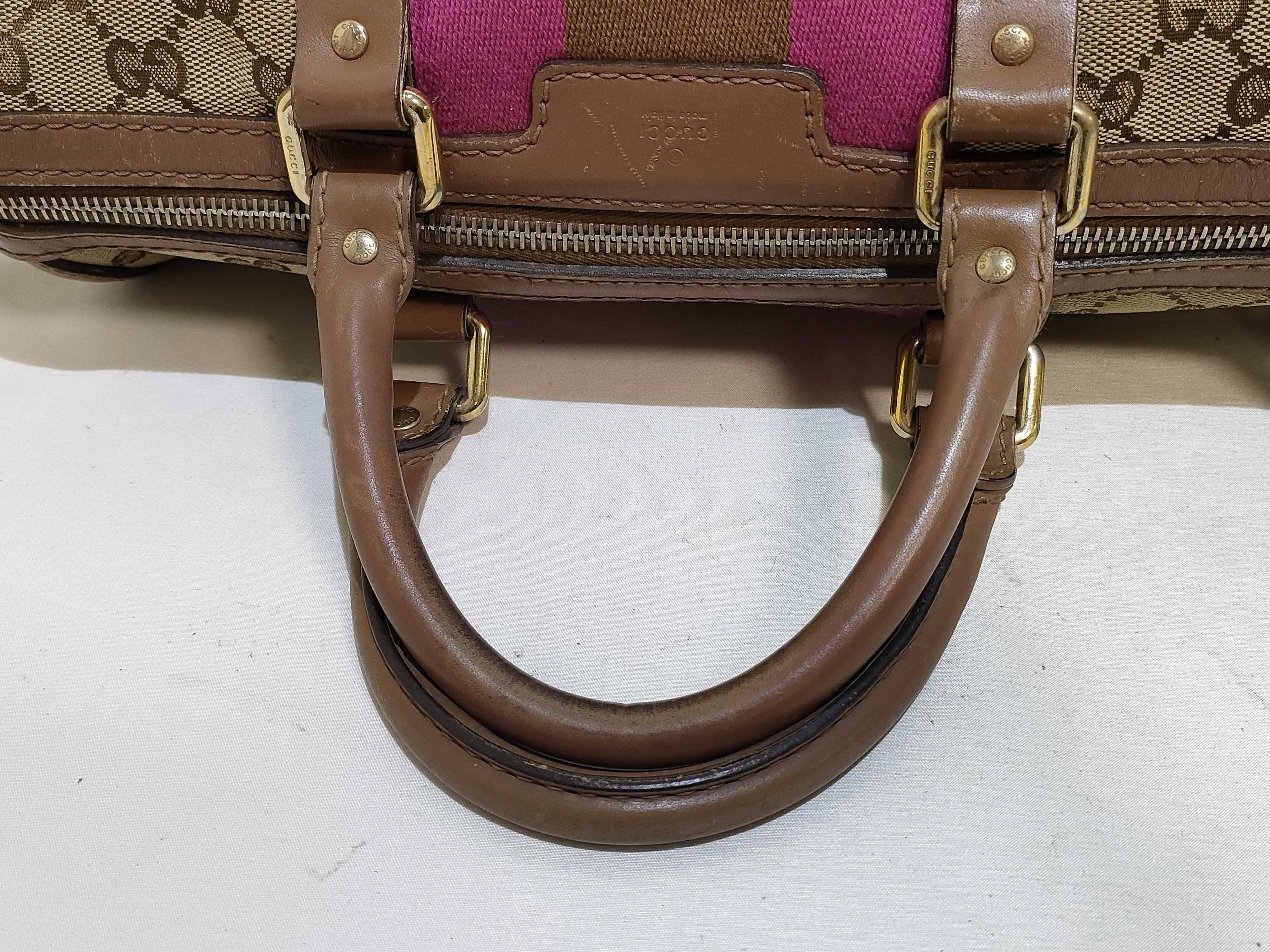 GG Canvas Boston Bag (247205 525040) - Brown and Pink Canvas Handbag — view 3