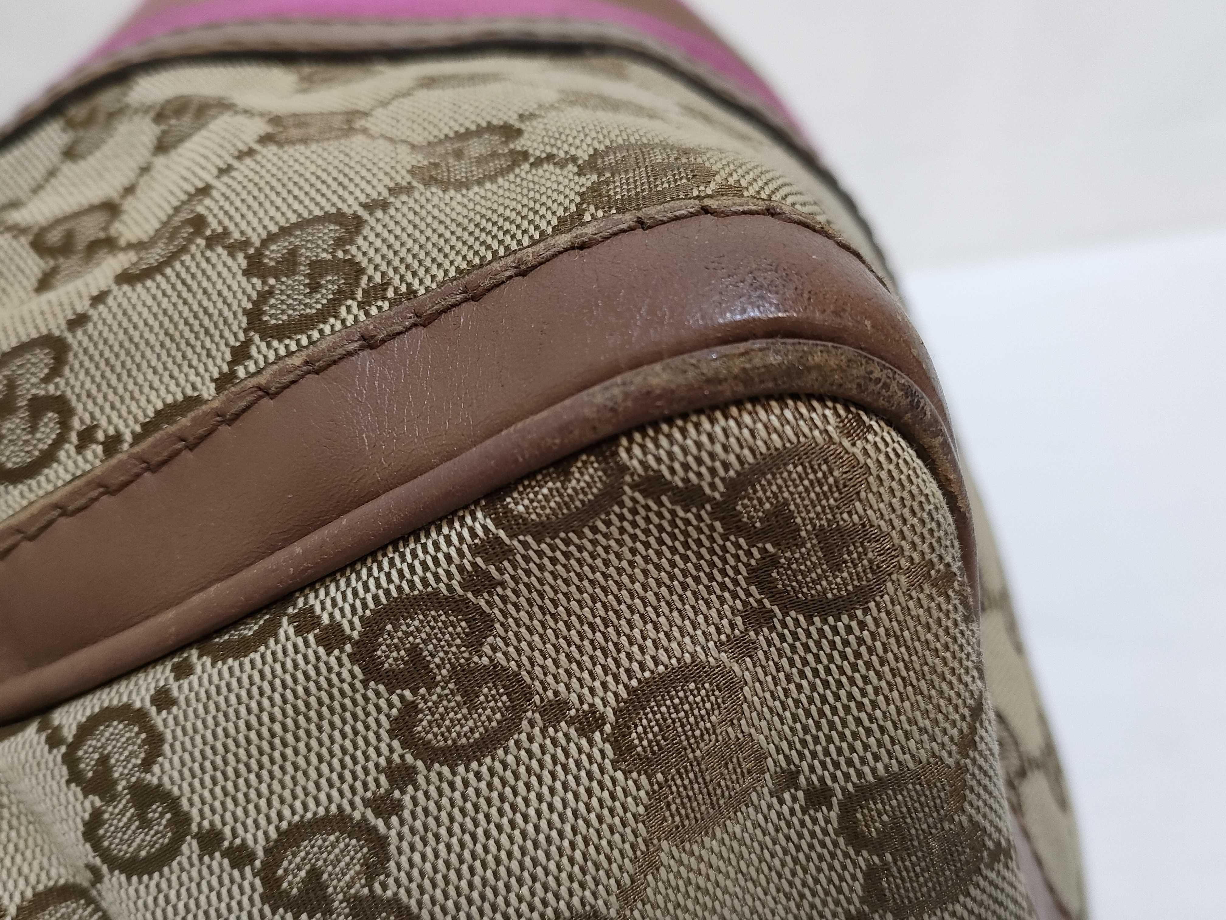 GG Canvas Boston Bag (247205 525040) - Brown and Pink Canvas Handbag — view 6