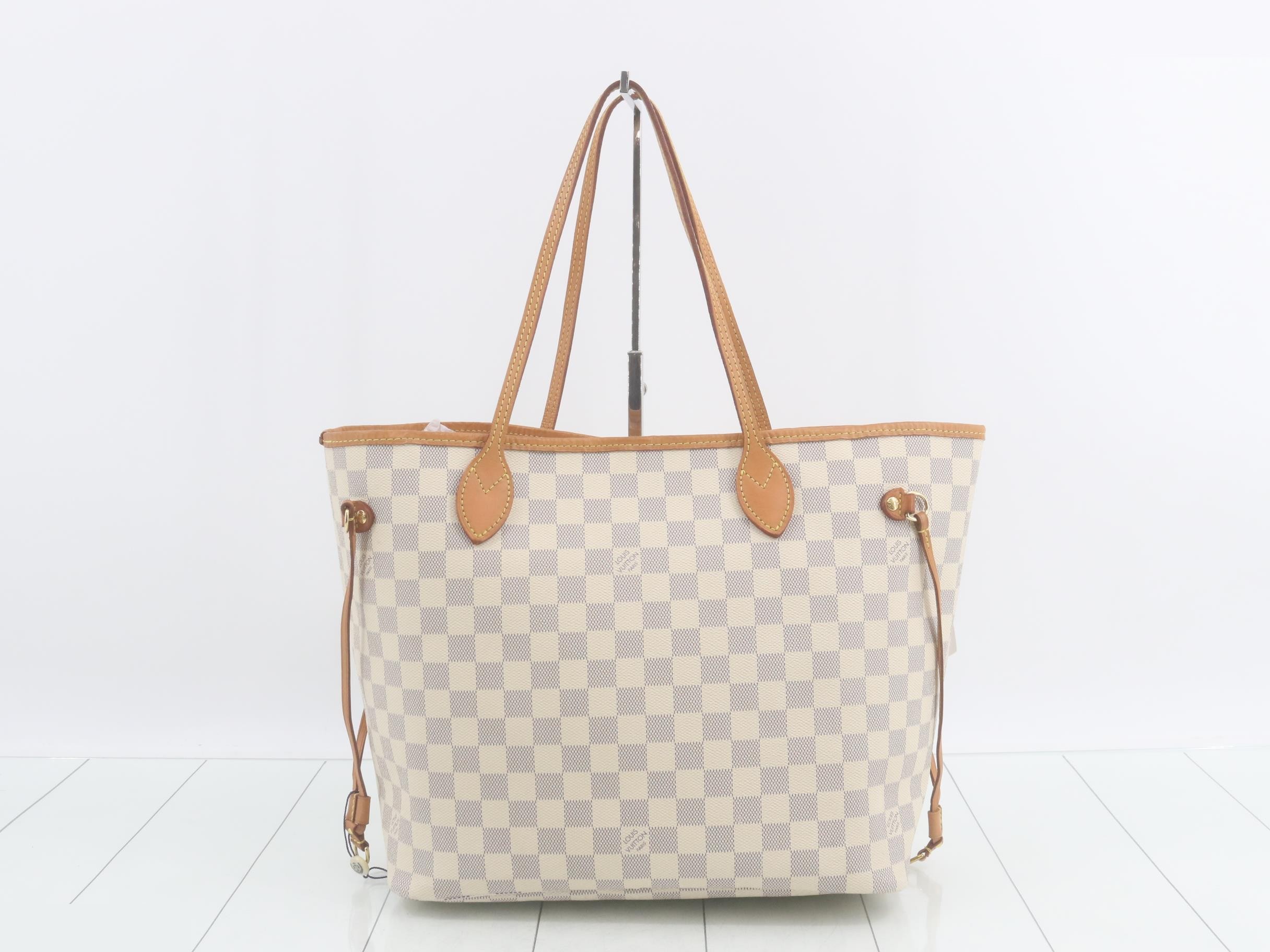 Damier Azur Neverfull MM Rose Ballerine Tote Bag with Pouch — view 2