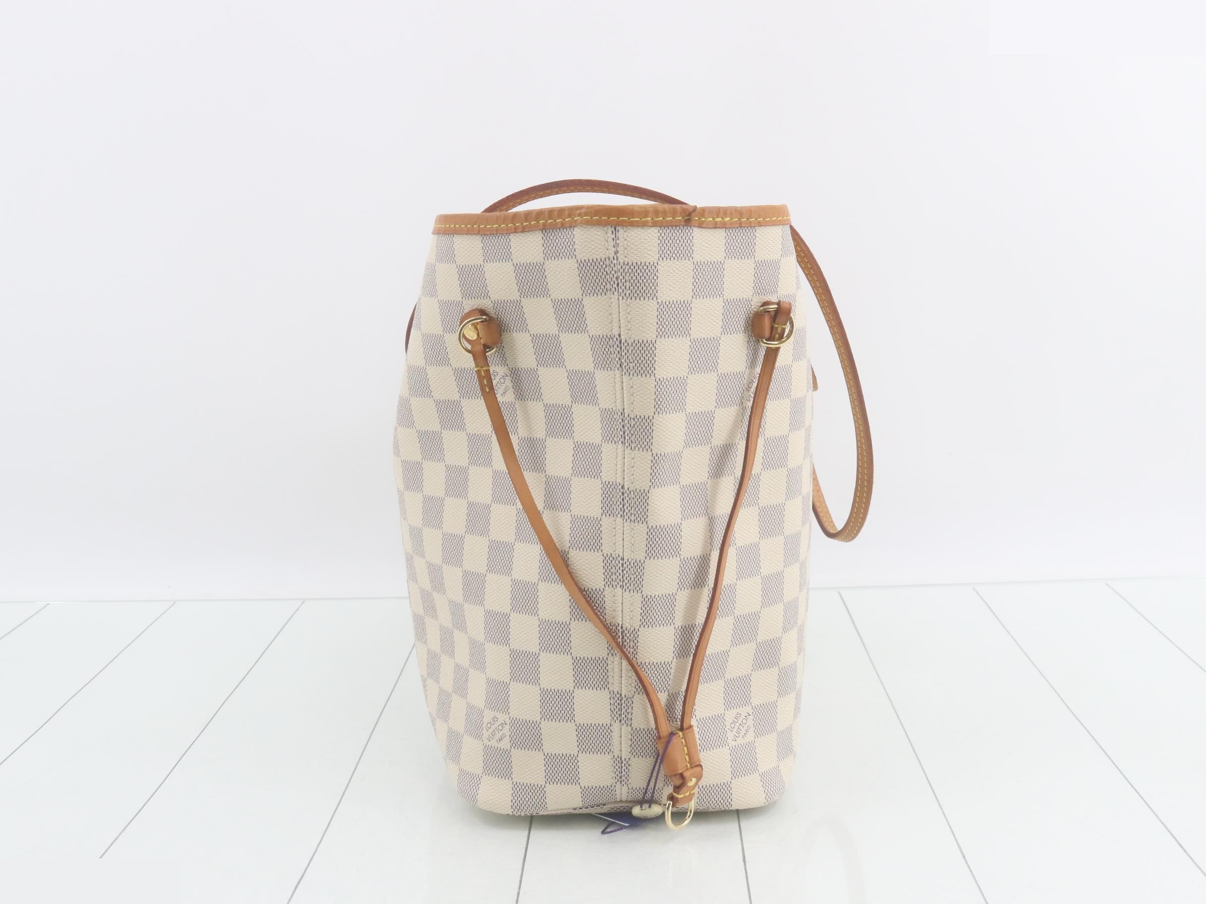 Damier Azur Neverfull MM Rose Ballerine Tote Bag with Pouch — view 3