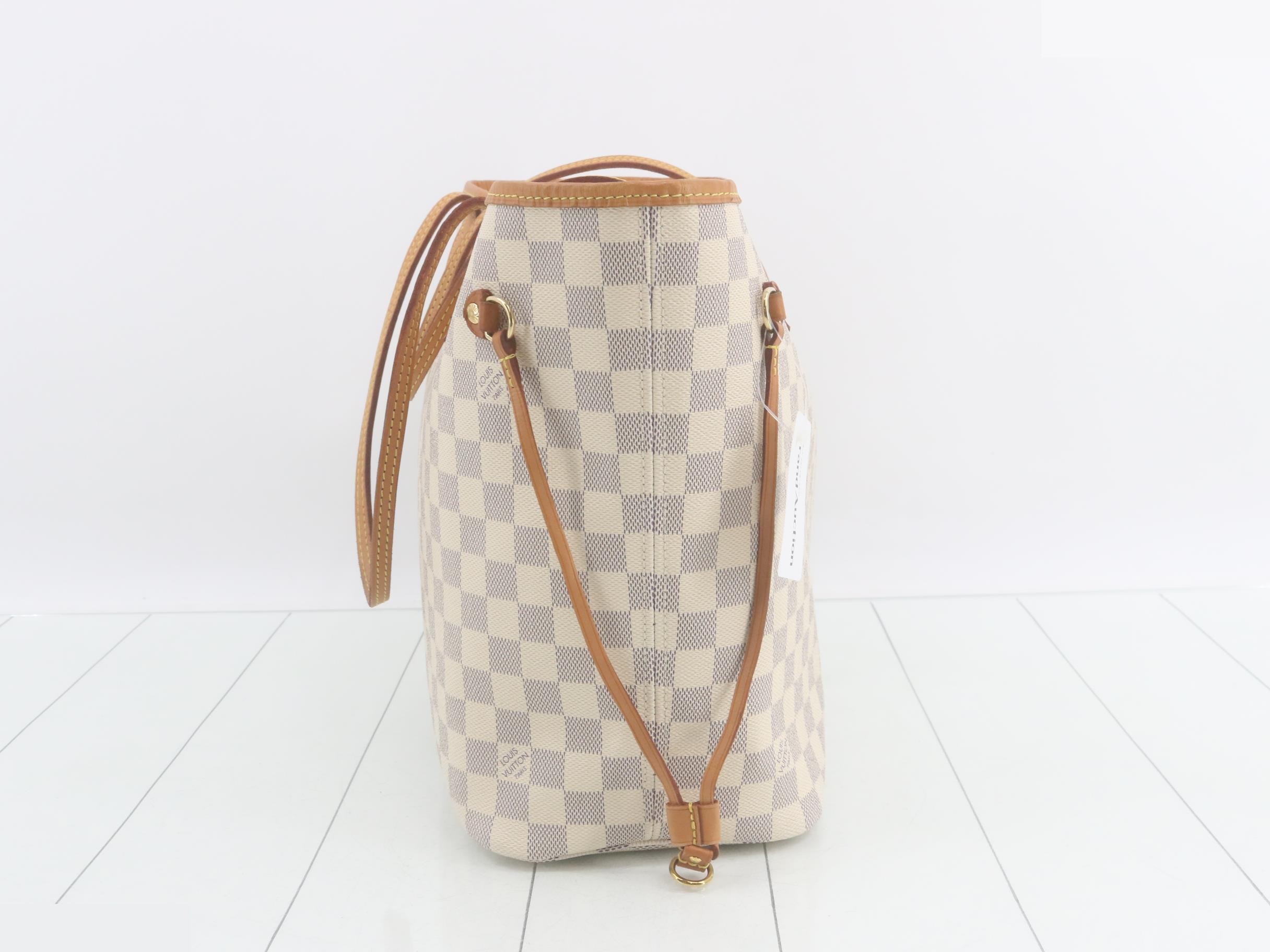 Damier Azur Neverfull MM Rose Ballerine Tote Bag with Pouch — view 4