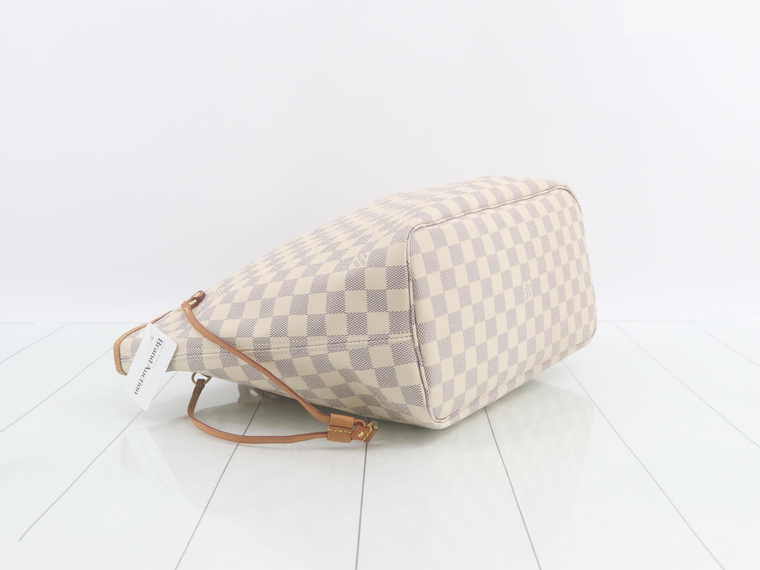 Damier Azur Neverfull MM Rose Ballerine Tote Bag with Pouch — view 5