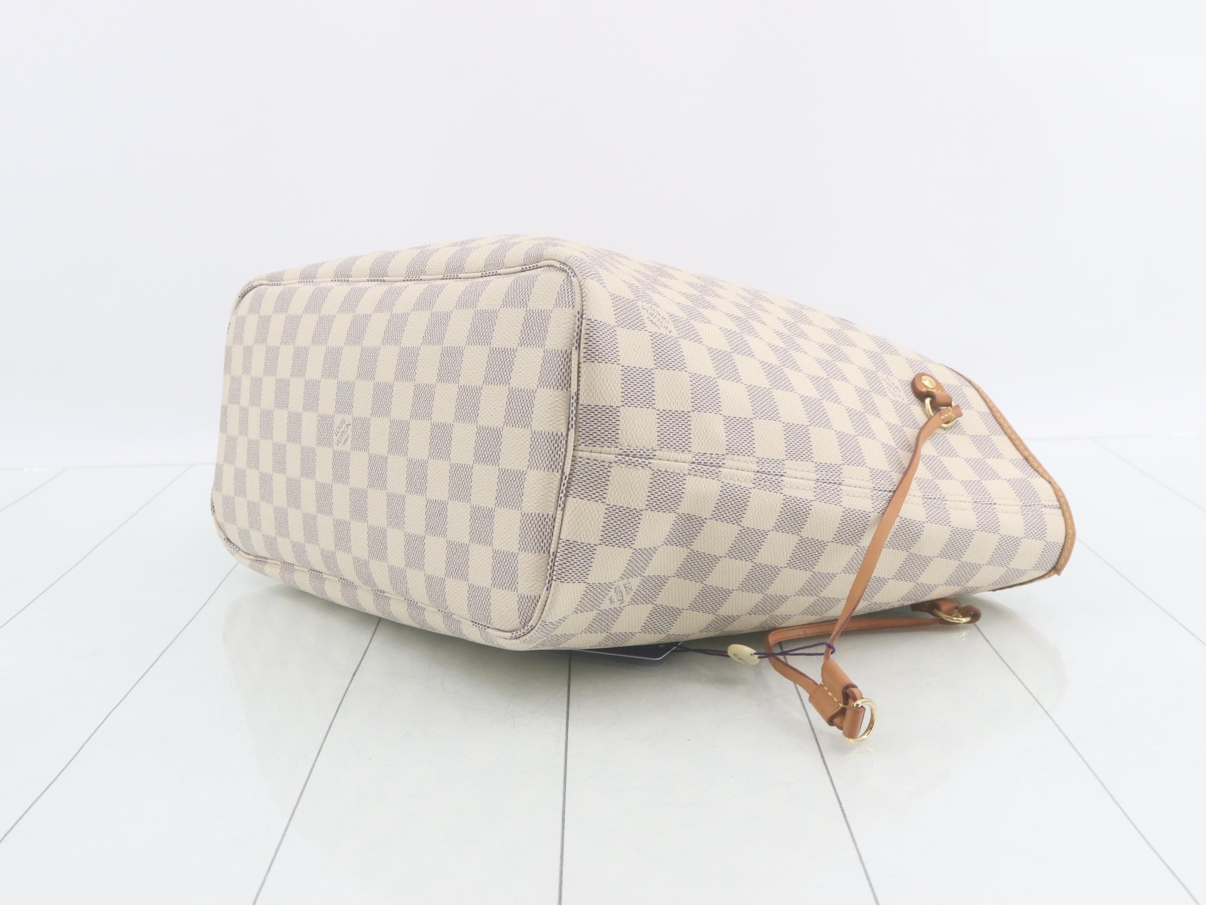 Damier Azur Neverfull MM Rose Ballerine Tote Bag with Pouch — view 6