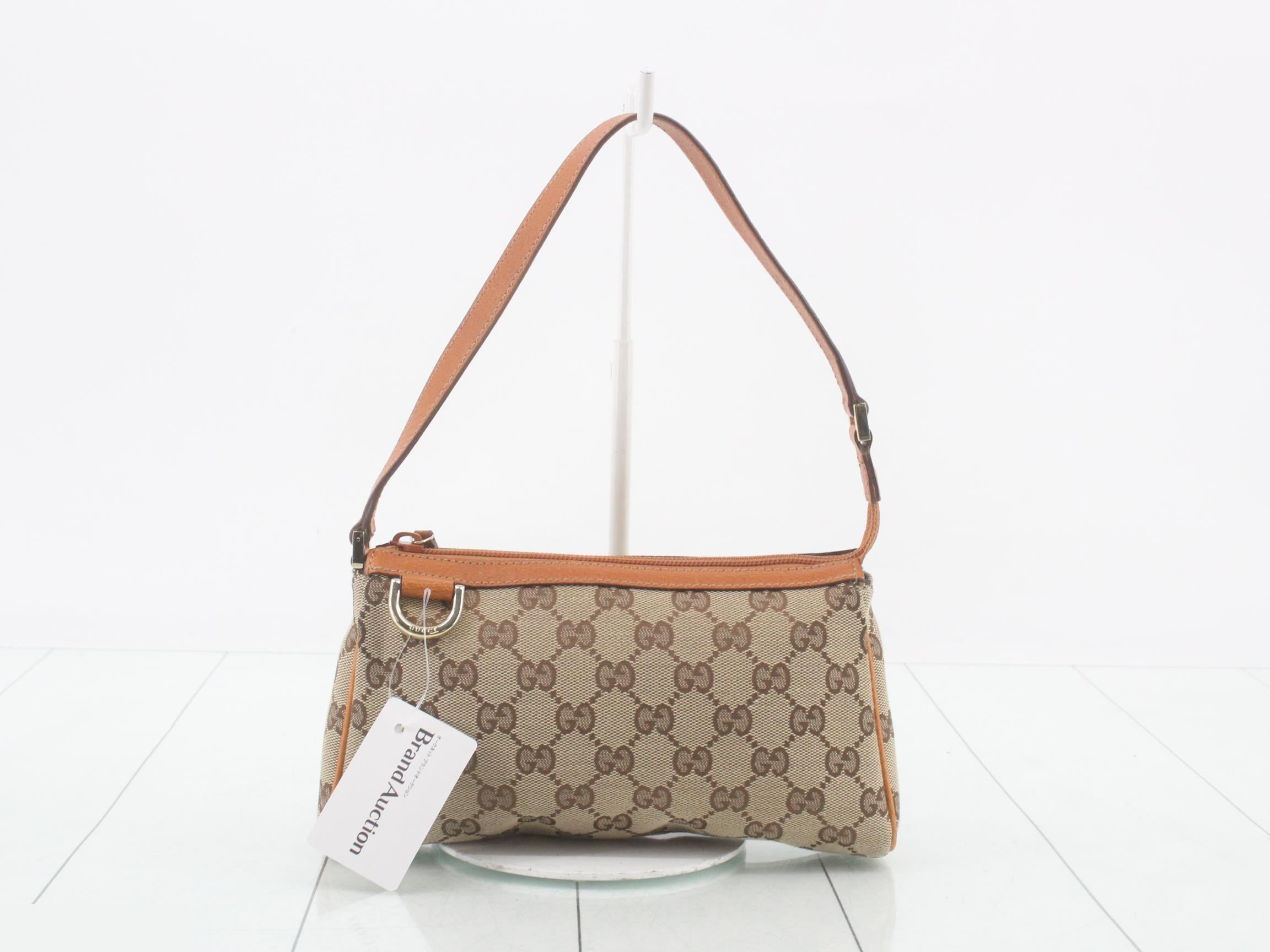 GG Canvas Shoulder Bag, Canvas/Leather, Brown