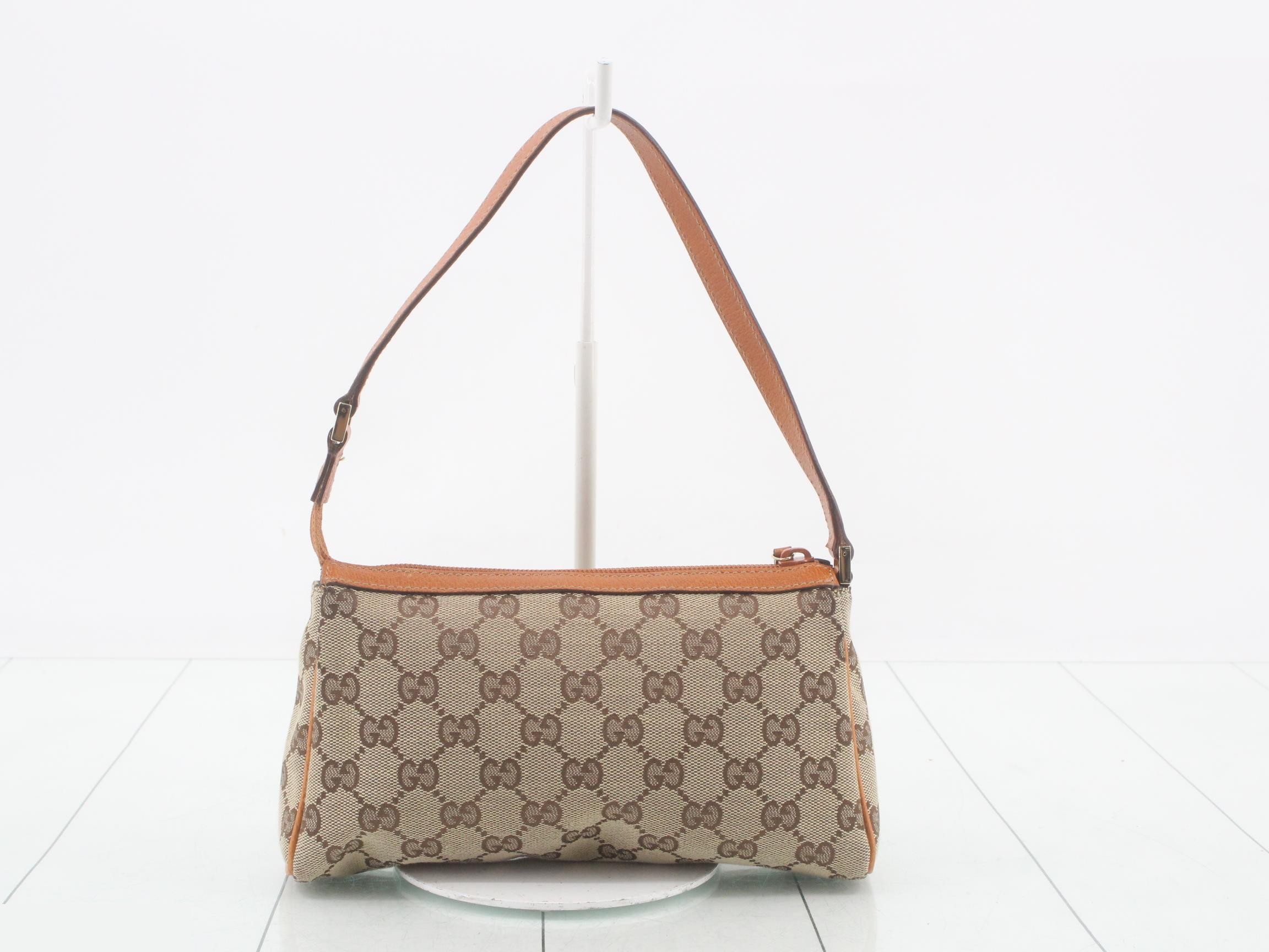 GG Canvas Shoulder Bag, Canvas/Leather, Brown — view 2