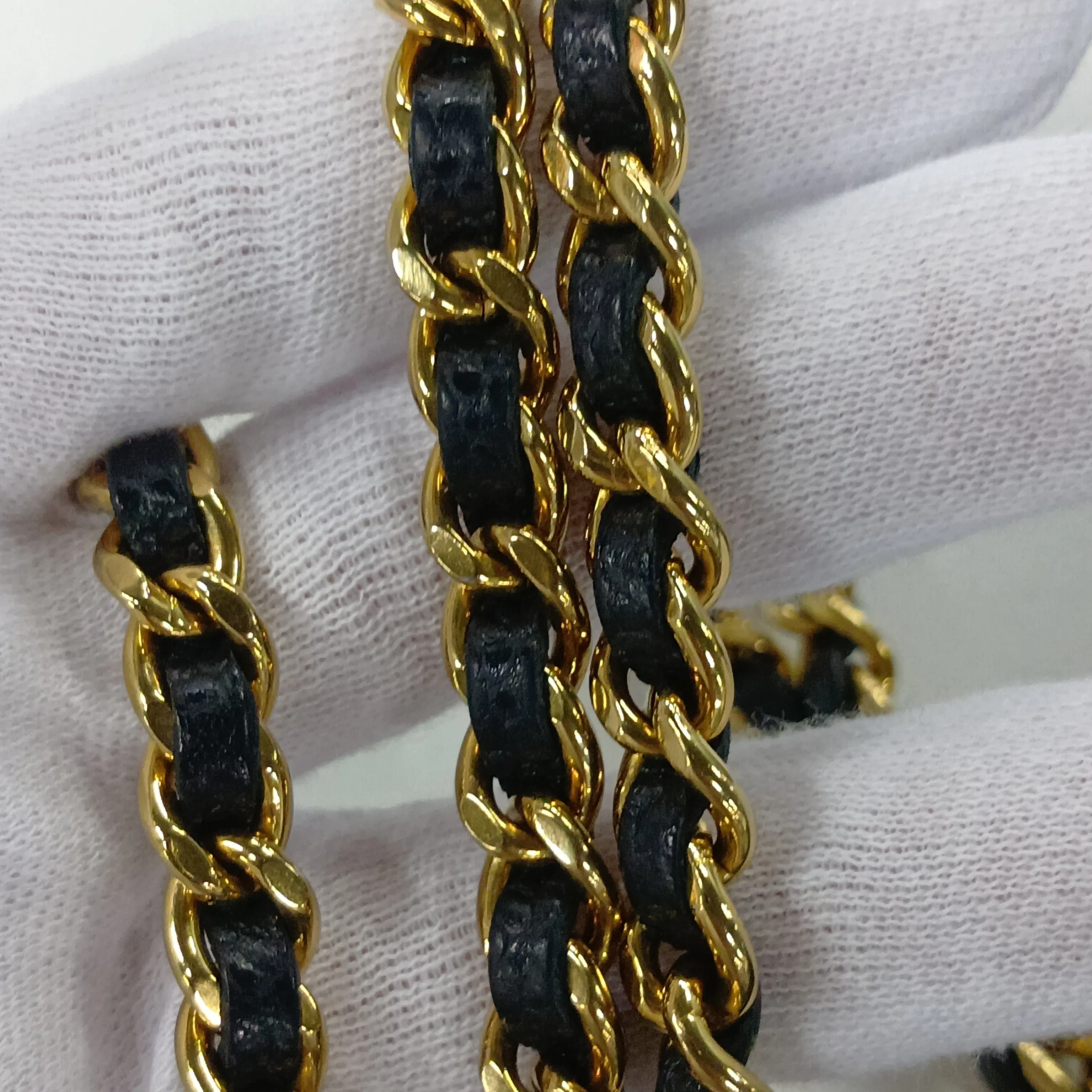 Matelassé Caviar Skin Chain Shoulder Bag, Black with Gold Hardware, GTJAH8P6, Random Plate, AP0250 — view 12