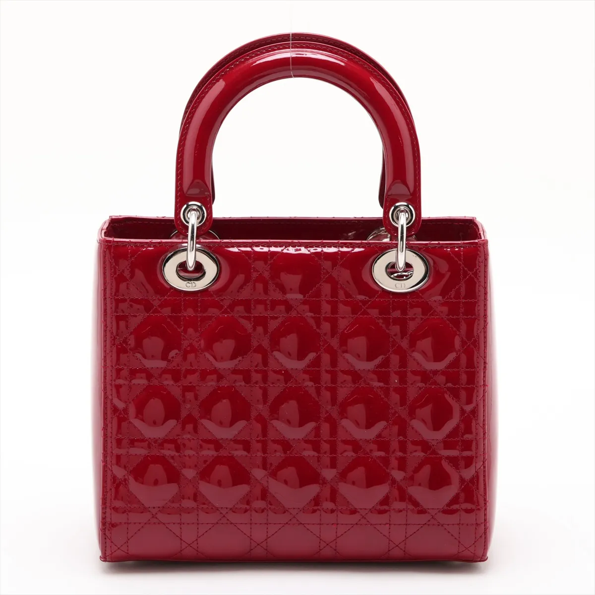Cannage Lady Dior Patent Leather 2-Way Handbag, Red — view 2