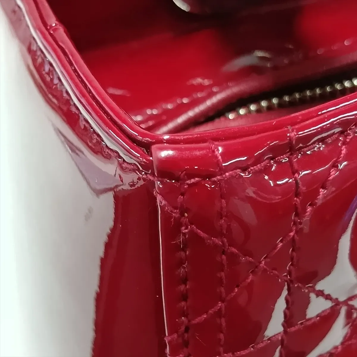 Cannage Lady Dior Patent Leather 2-Way Handbag, Red — view 12